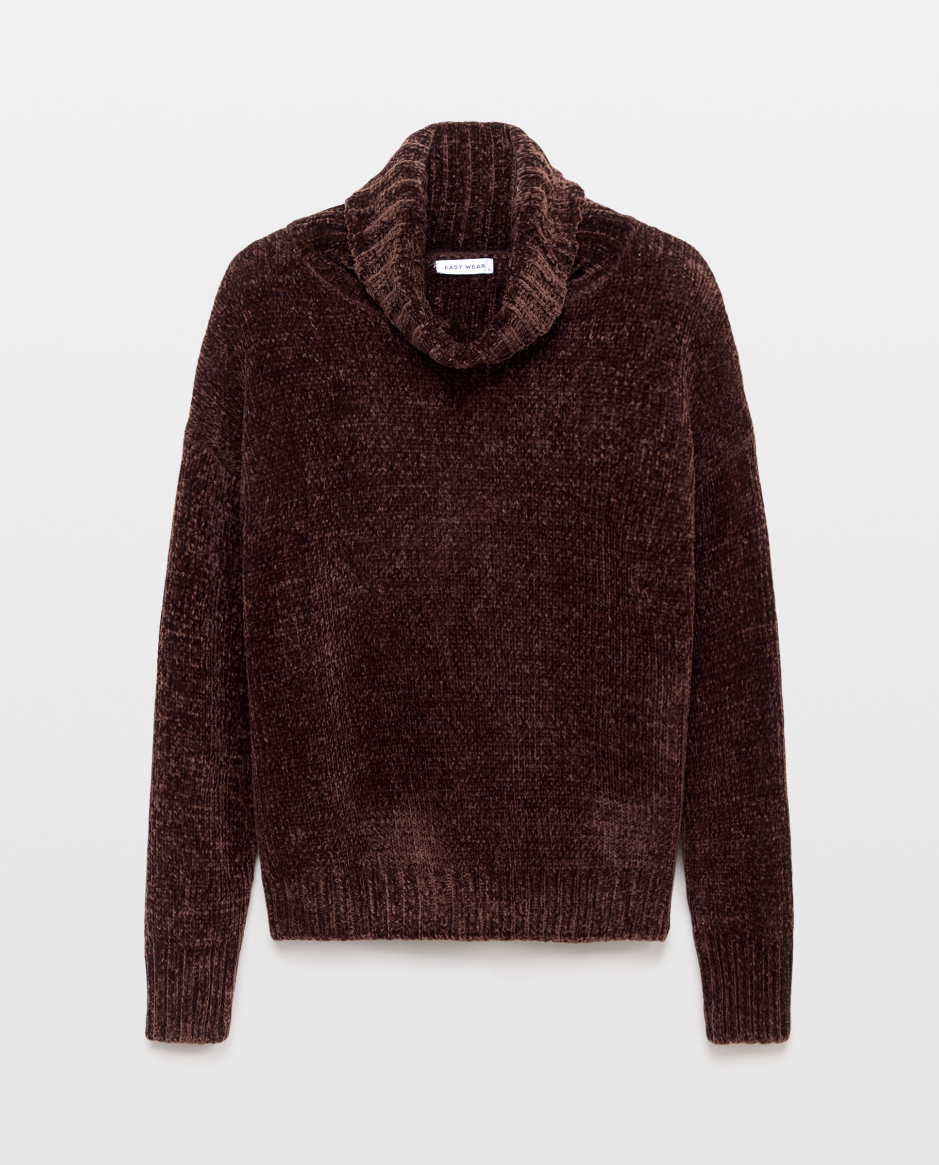 Jersey de mujer de cuello vuelto en chenilla de mujer - Easy Wear - Marrón Marrón-4