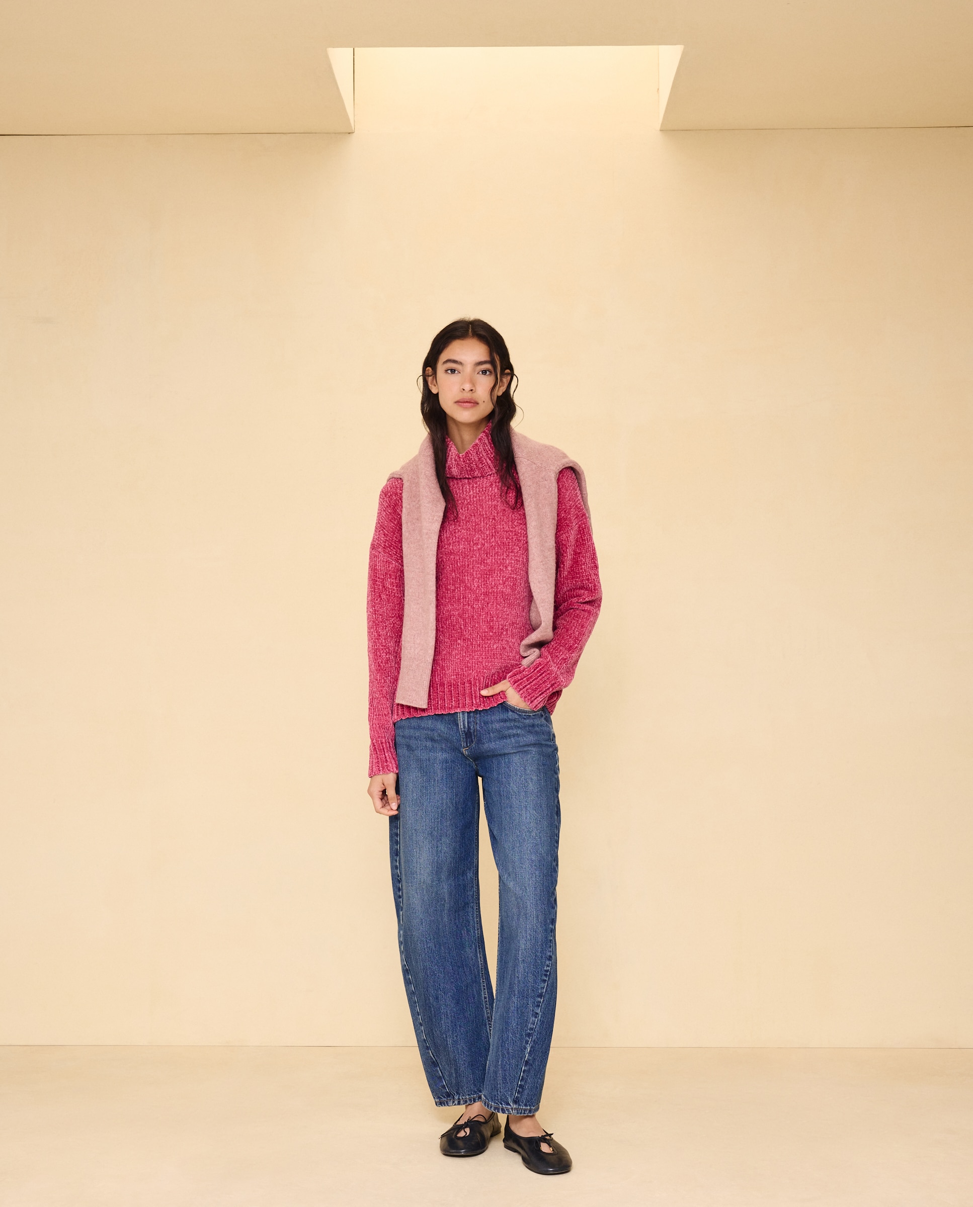 Jersey de mujer de cuello vuelto en chenilla de mujer - Easy Wear - 230 Rosa oscuro 230 Rosa oscuro-1
