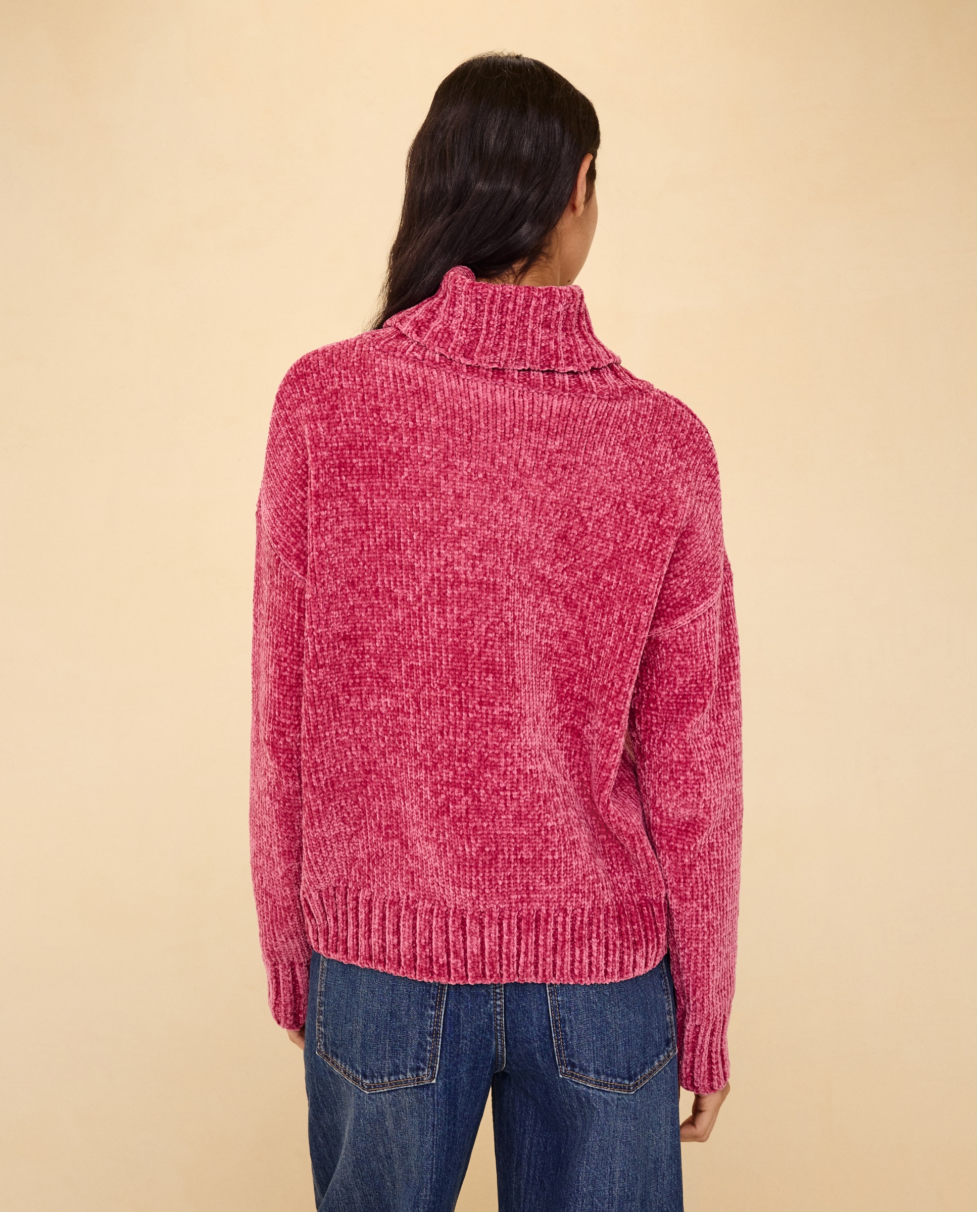 Jersey de mujer de cuello vuelto en chenilla de mujer - Easy Wear - 230 Rosa oscuro 230 Rosa oscuro-3
