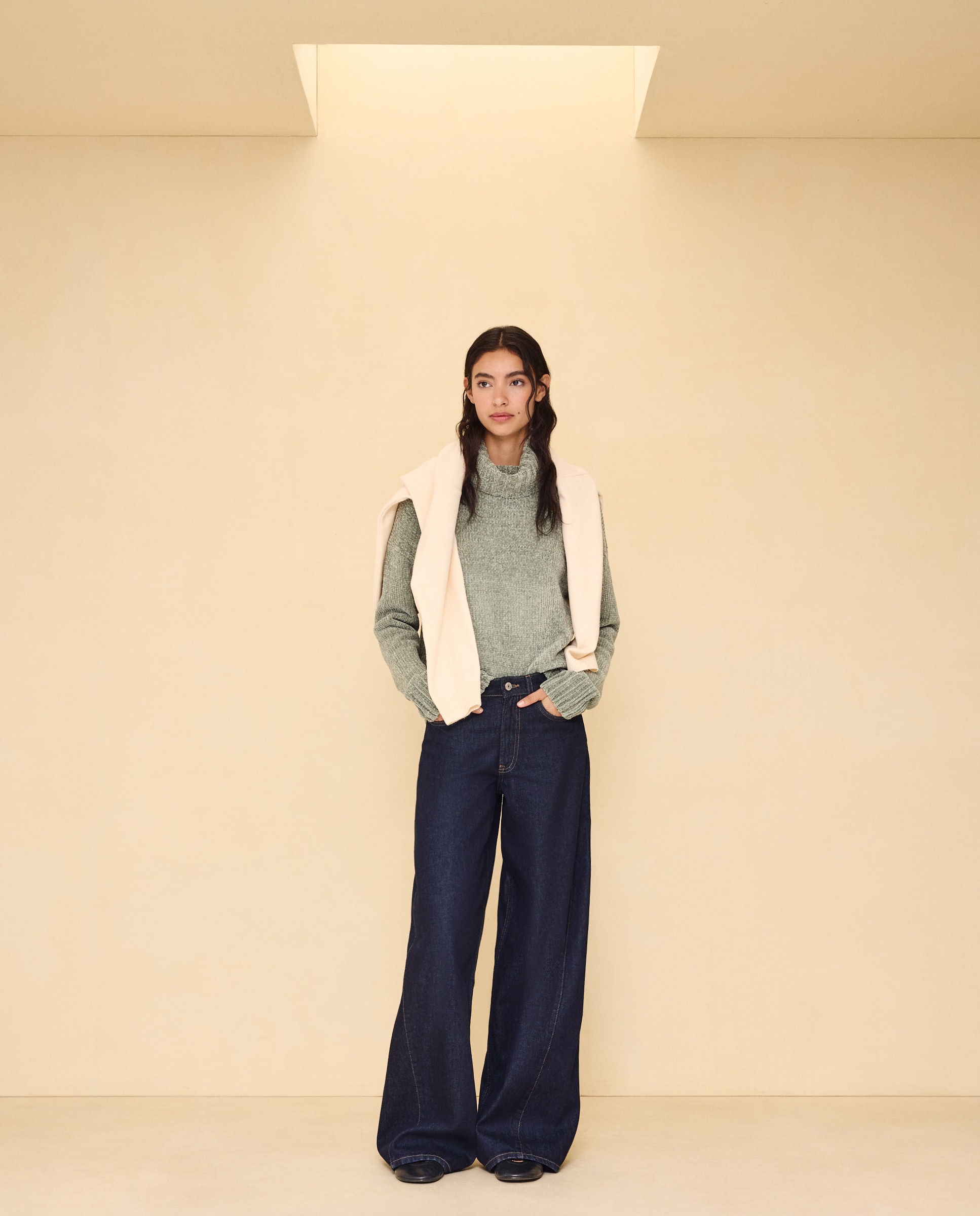 Jersey de mujer de cuello vuelto en chenilla de mujer - Easy Wear - 520 Kaki 520 Kaki-2