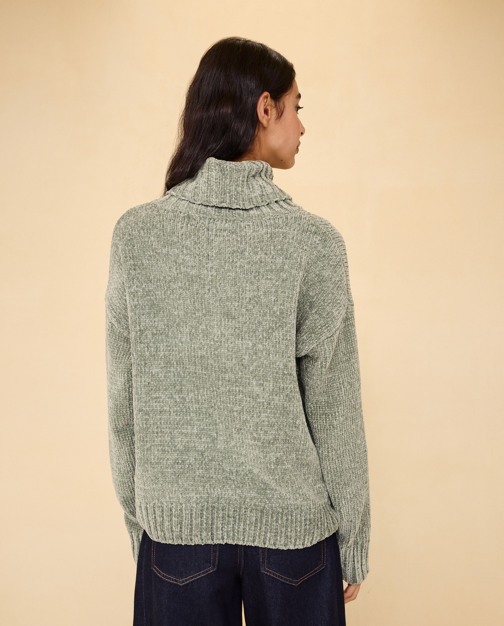 Jersey de mujer de cuello vuelto en chenilla de mujer - Easy Wear - 520 Kaki 520 Kaki-3
