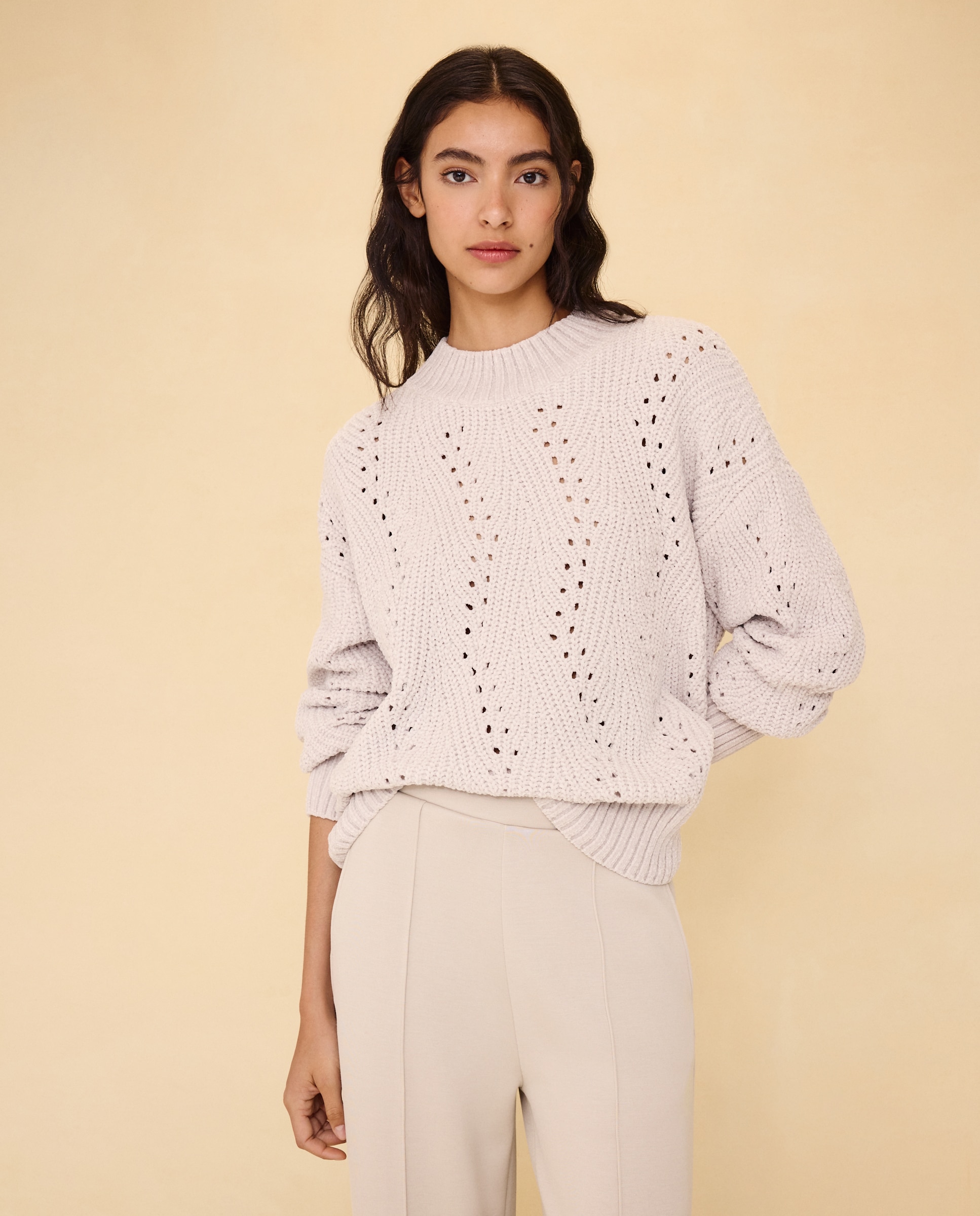 Jersey de mujer con estructura en chenilla de mujer - Easy Wear - 120 Crudo 120 Crudo-1