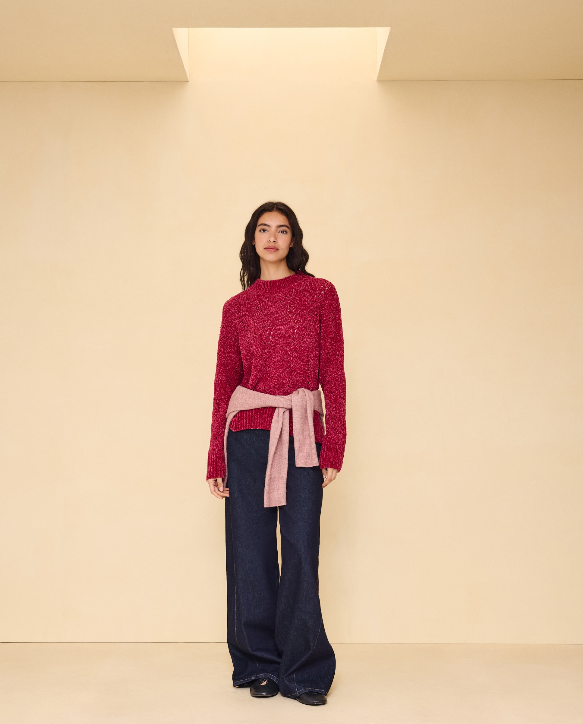 Jersey de mujer con estructura en chenilla de mujer - Easy Wear - 230 Rosa oscuro 230 Rosa oscuro-1