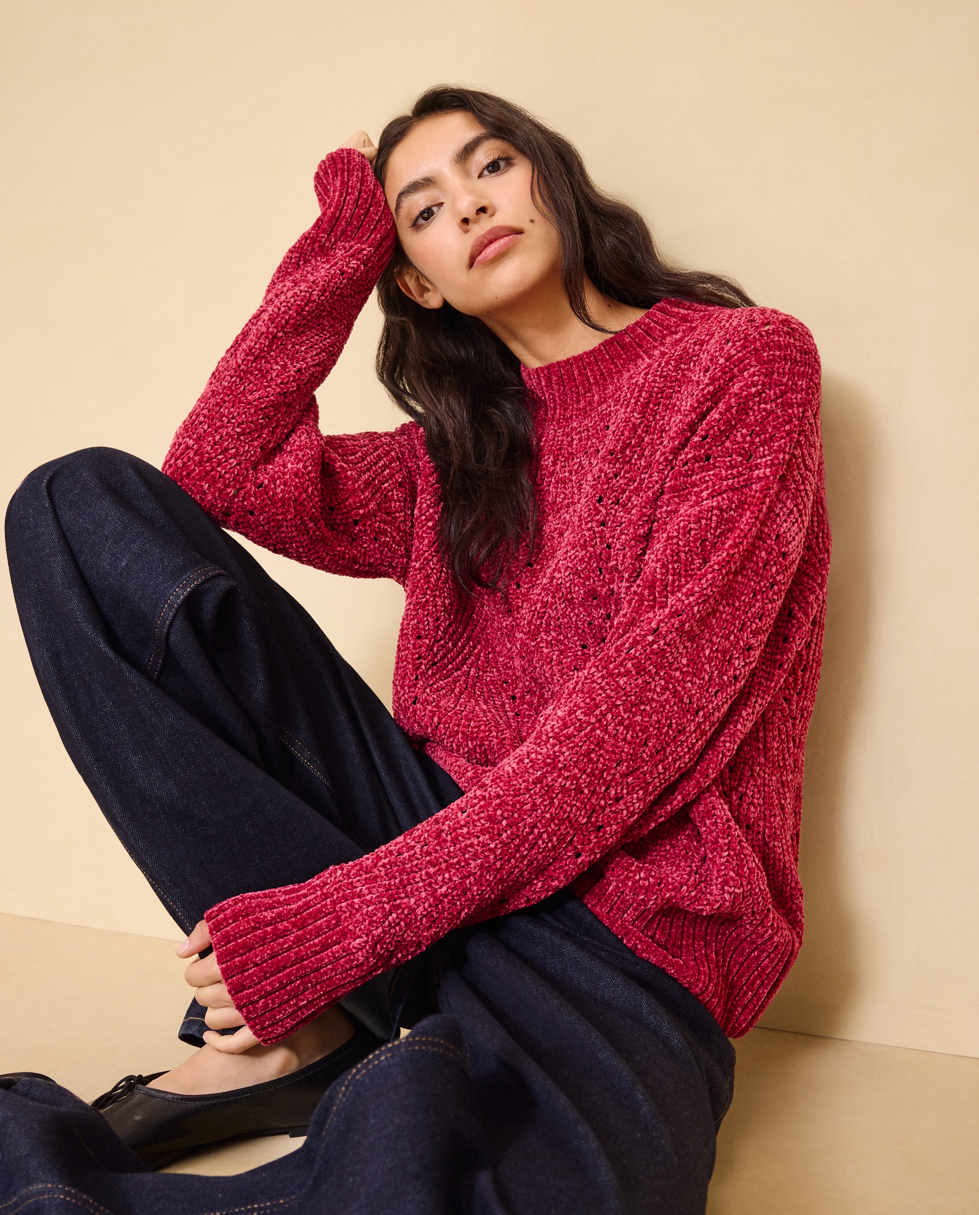 Jersey de mujer con estructura en chenilla de mujer - Easy Wear - 230 Rosa oscuro 230 Rosa oscuro-2