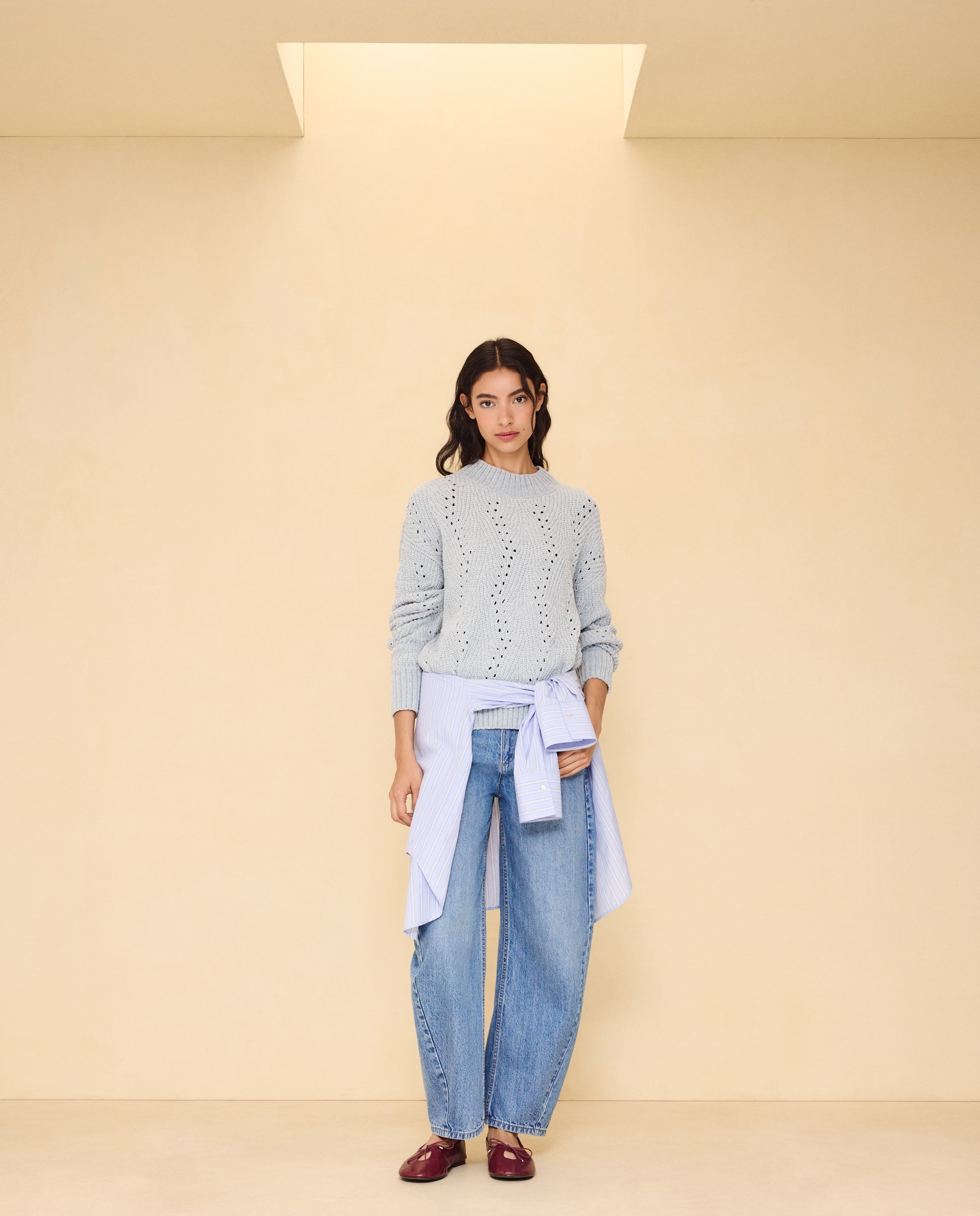 Jersey de mujer con estructura en chenilla de mujer - Easy Wear - Gris claro Gris claro-2