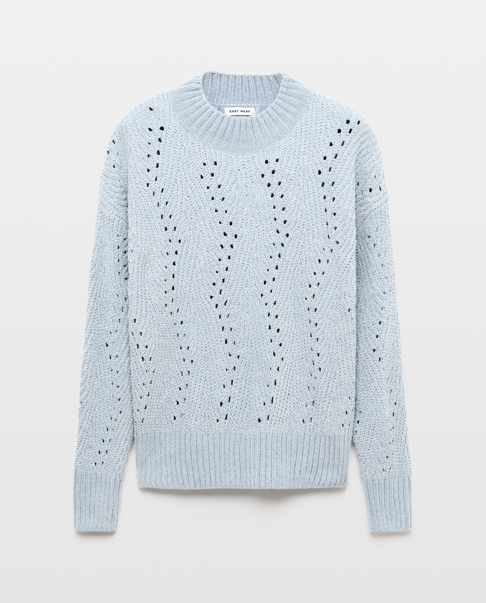 Camisola de Malha Chenille com Estrutura Cinzento-claro-1