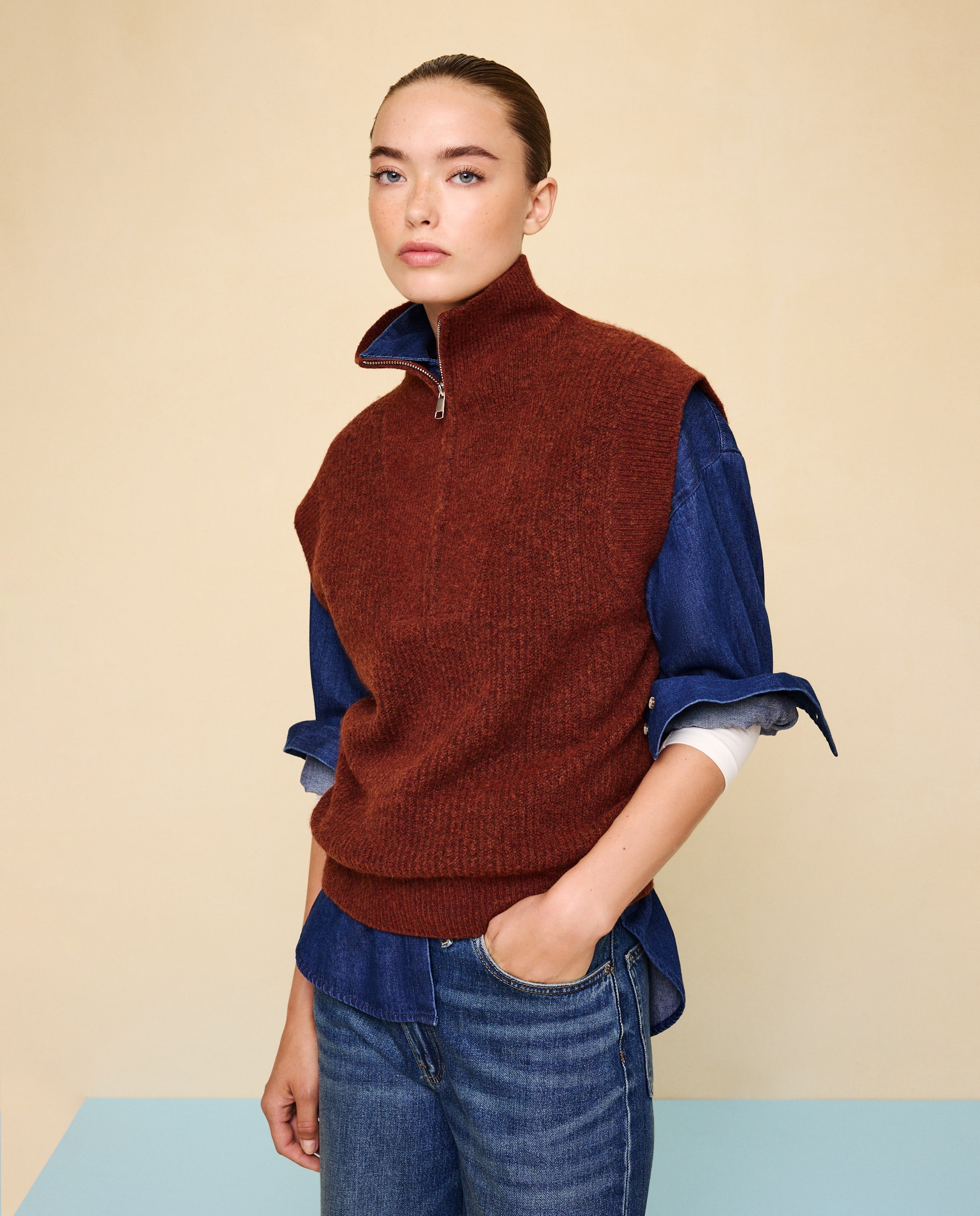 Chaleco soft con cremallera en cuello de mujer - Easy Wear - 770 Terracota 770 Terracota-2