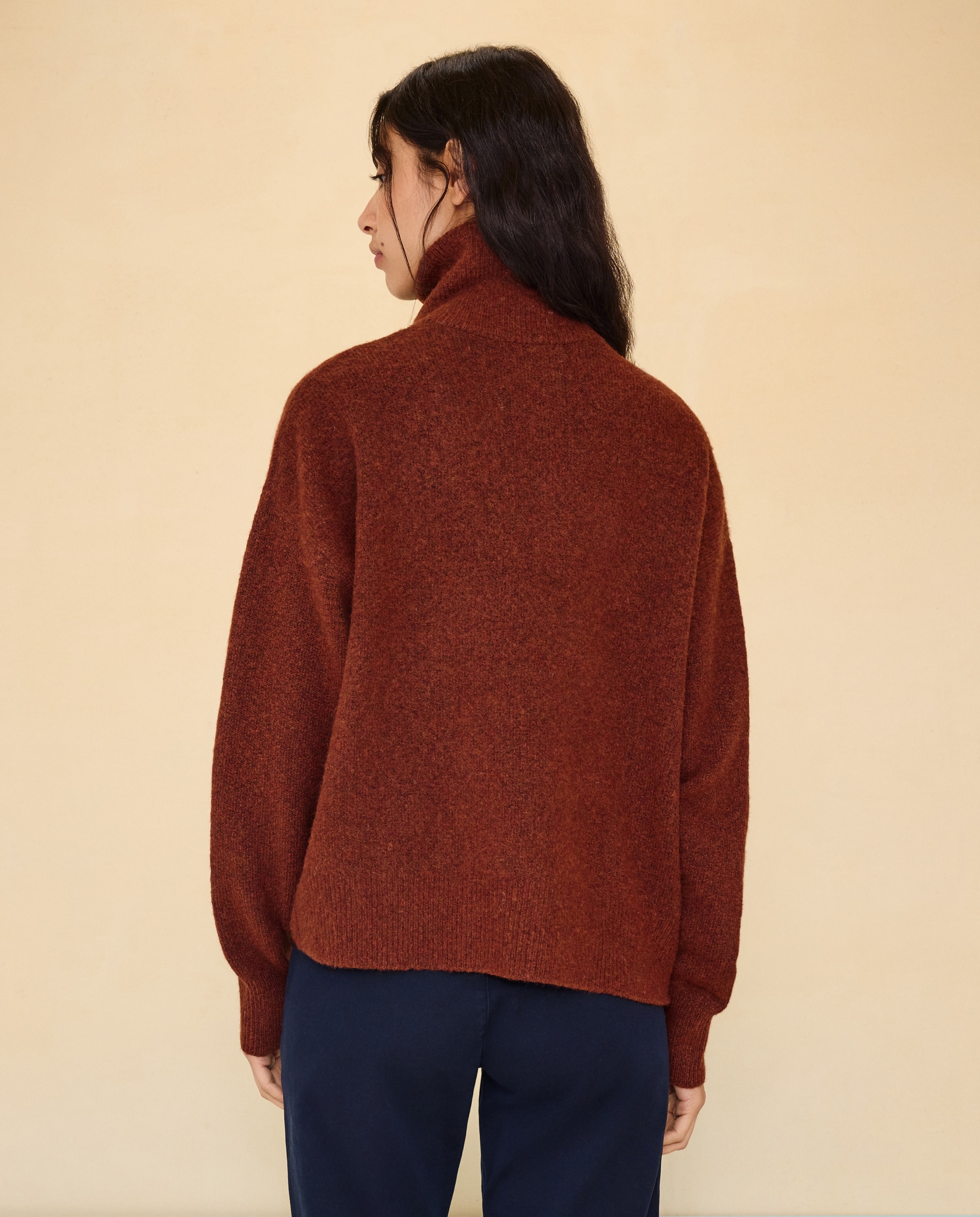 Jersey soft con cremallera en cuello de mujer - Easy Wear - 770 Terracota 770 Terracota-3
