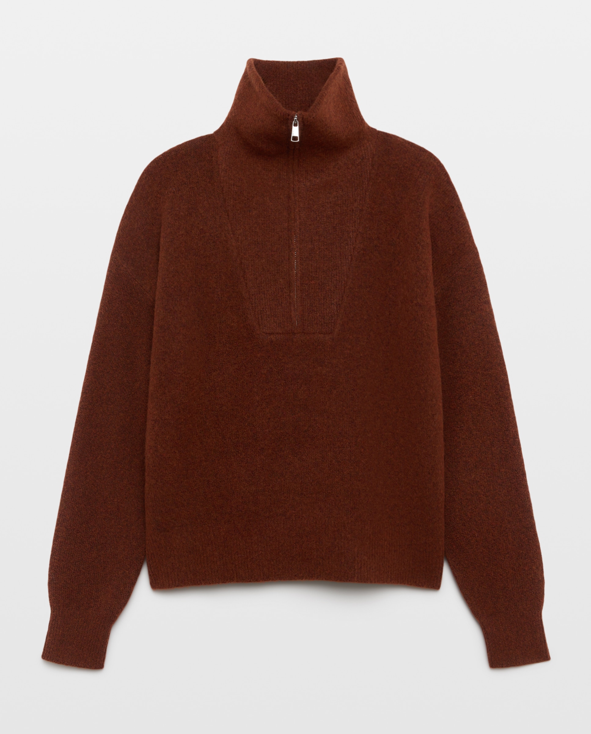 Jersey soft con cremallera en cuello de mujer - Easy Wear - 770 Terracota 770 Terracota-4