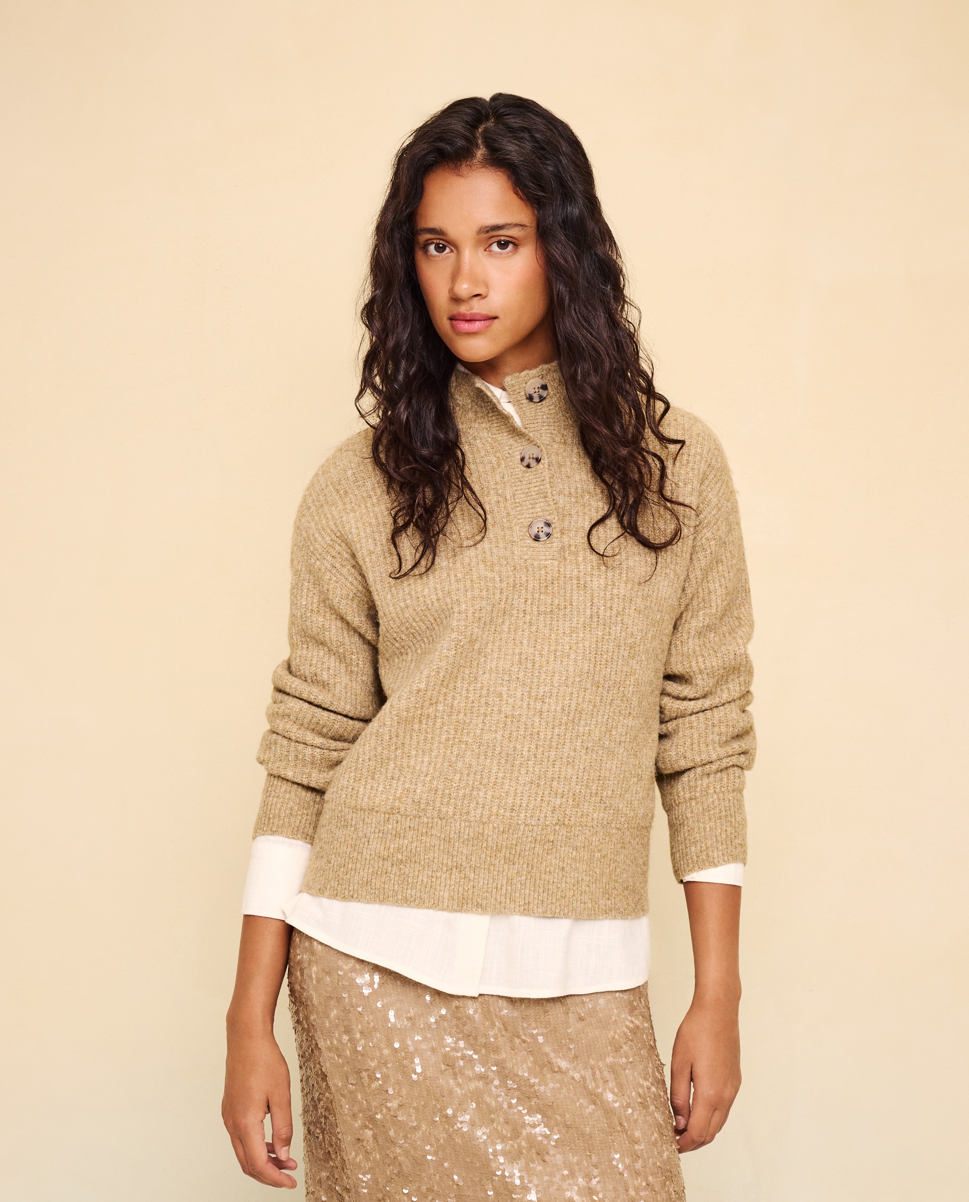Imagen 0 de Jersey soft con tapeta de botones de mujer 510 Verde claro