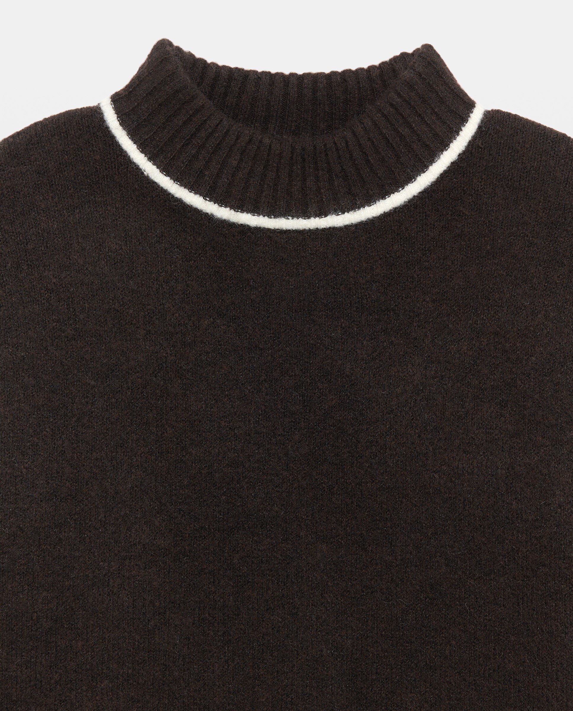 Jersey soft con cuello redondo y detalles en contraste de mujer - Easy Wear - Marrón Marrón-5