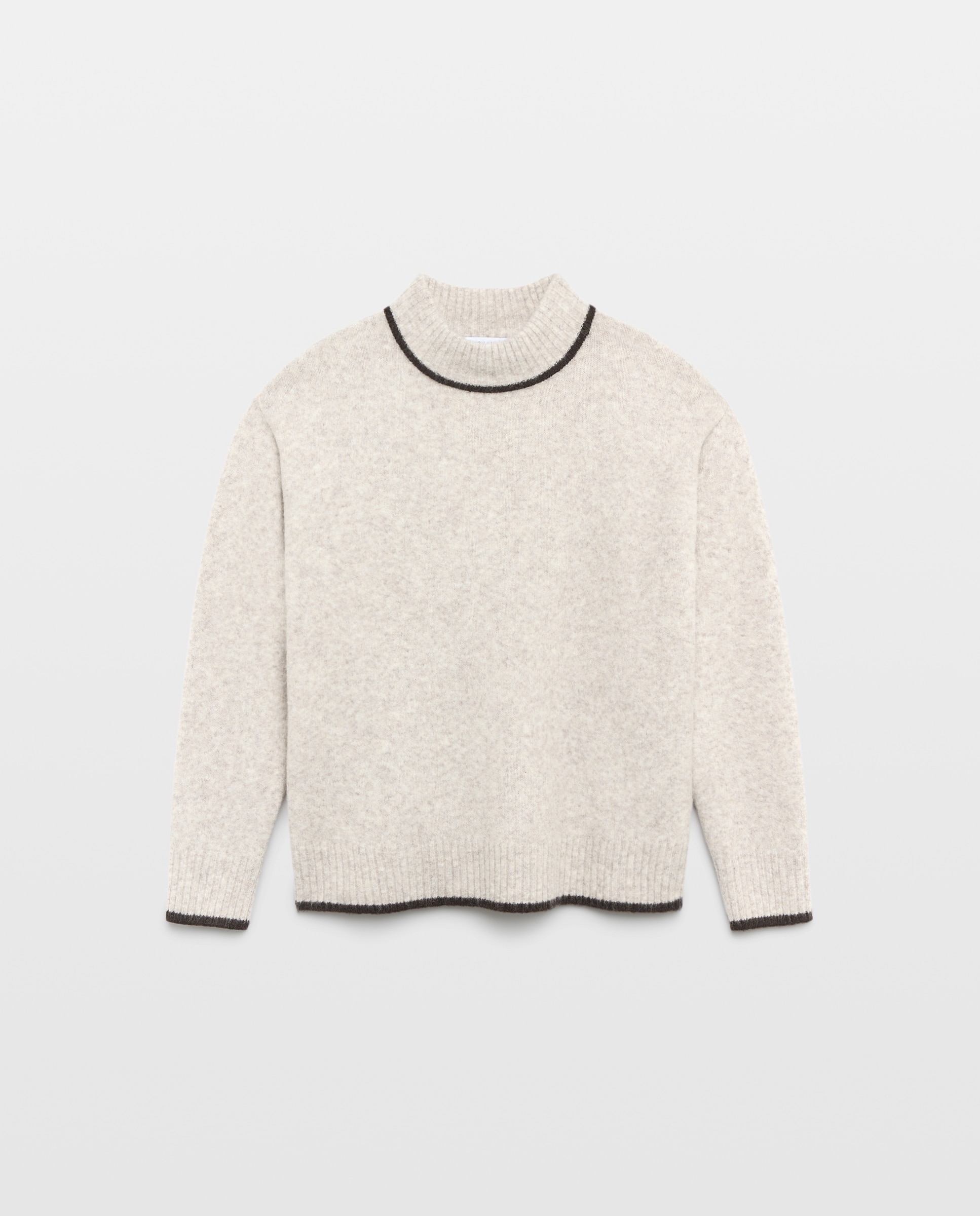 Jersey soft con cuello redondo y detalles en contraste de mujer - Easy Wear - 120 Crudo 120 Crudo-4