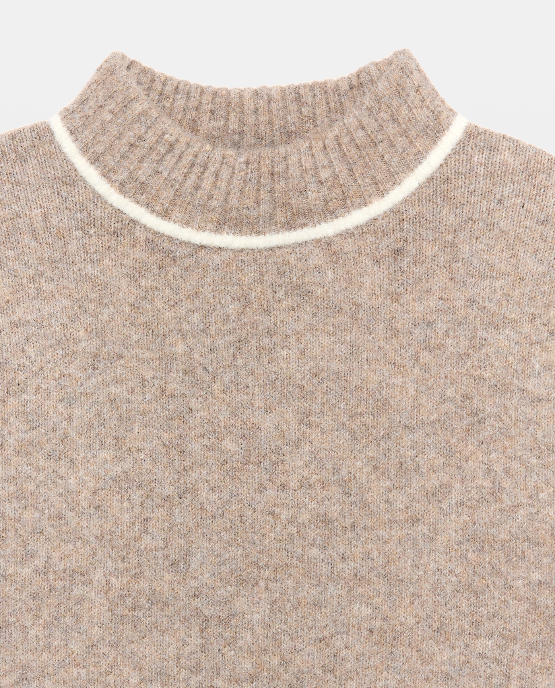 Jersey soft con cuello redondo y detalles en contraste de mujer - Easy Wear - Visón claro Visón claro-5