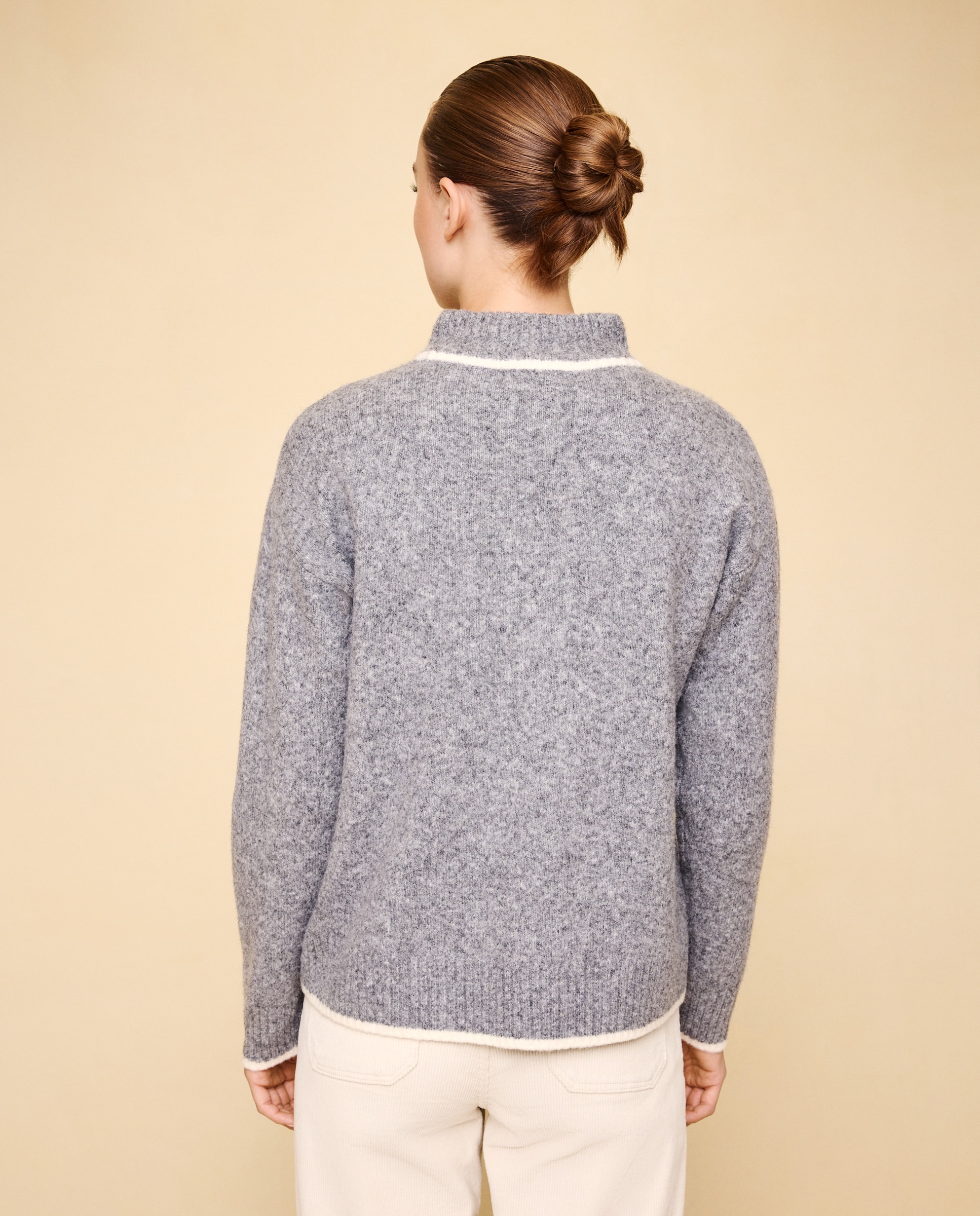Jersey soft con cuello redondo y detalles en contraste de mujer - Easy Wear - 820 Gris medio 820 Gris medio-3