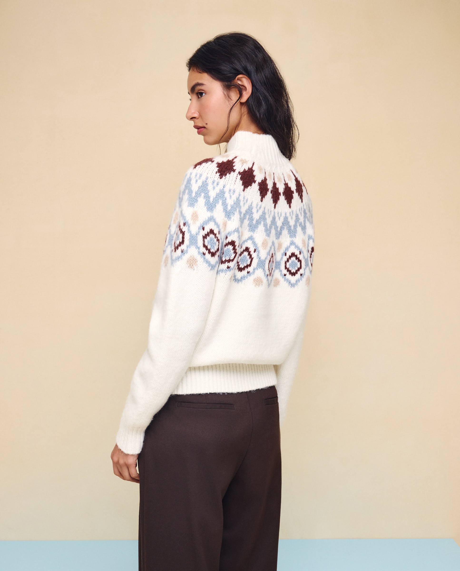 Jersey cuello alto Jacquard de mujer - Easy Wear - Blanco Blanco-3