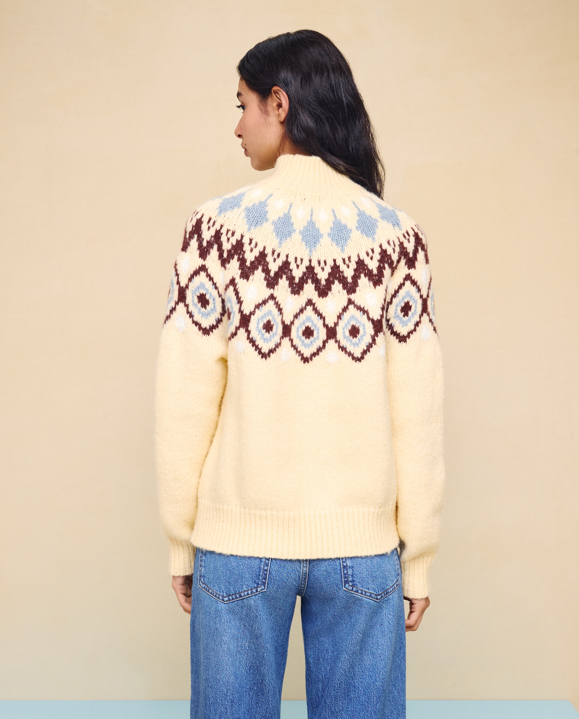 Jersey cuello alto Jacquard de mujer - Easy Wear - Amarillo Amarillo-2