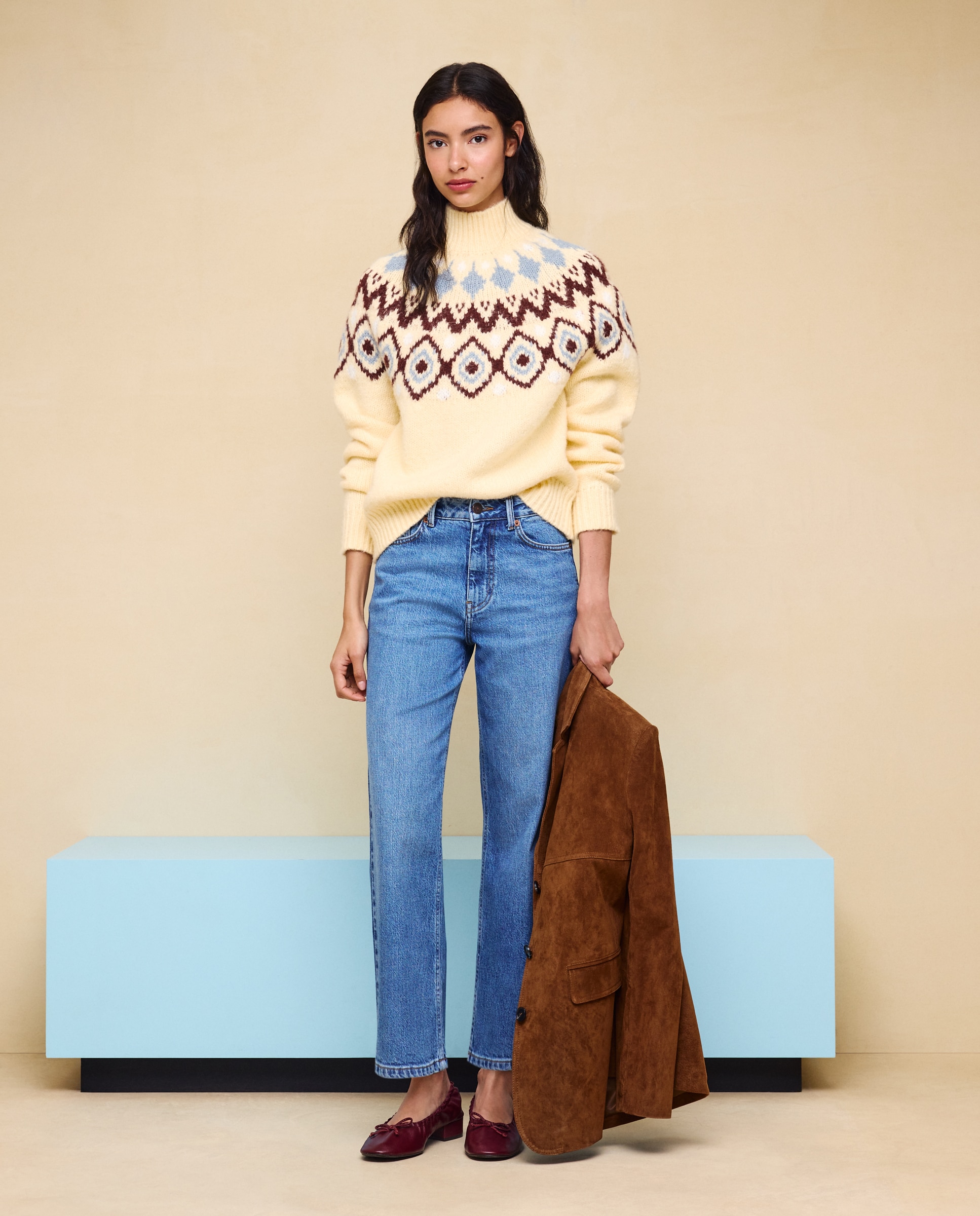 Jersey cuello alto Jacquard de mujer - Easy Wear - Amarillo Amarillo-3