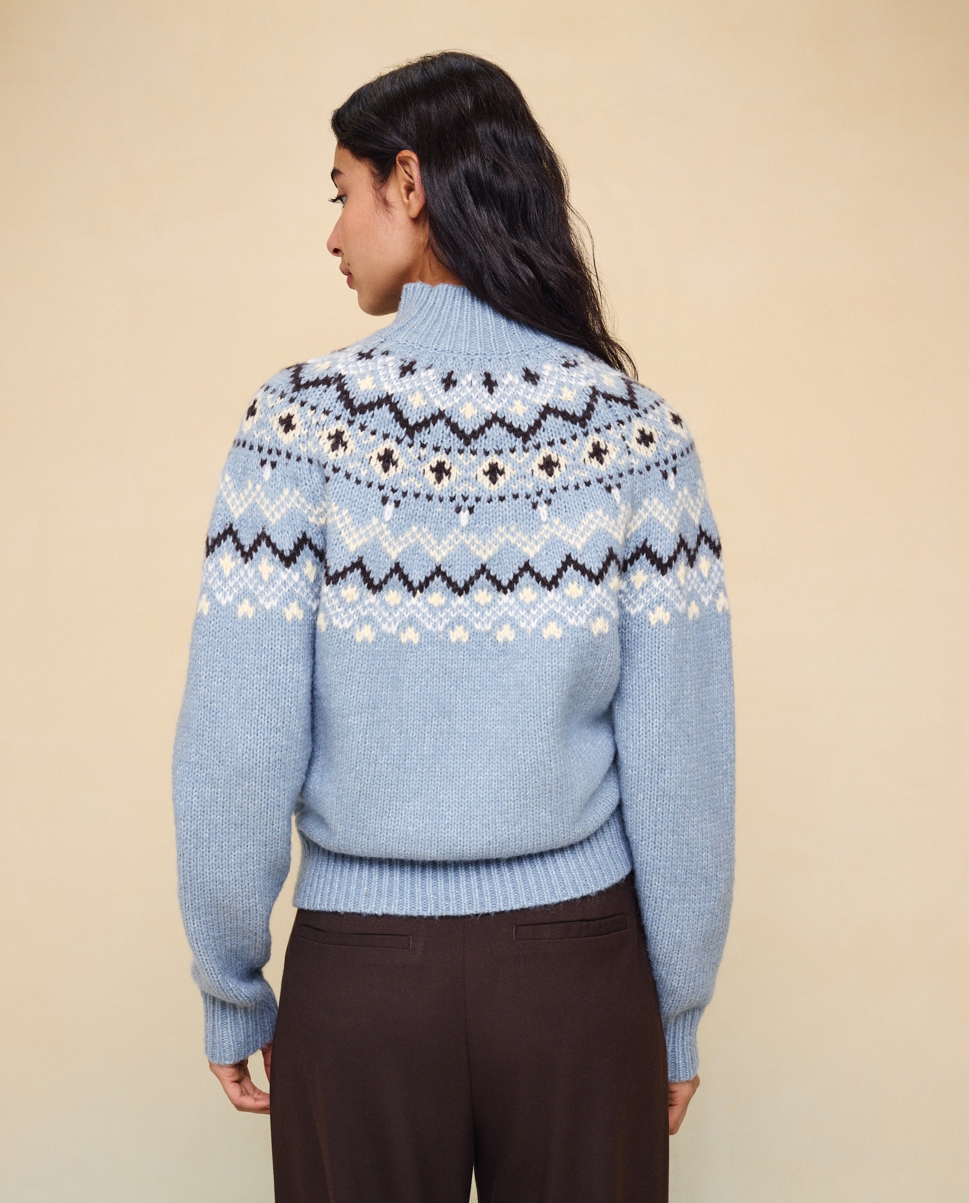 Jersey cuello alto Jacquard de mujer - Easy Wear - Azul Azul-3