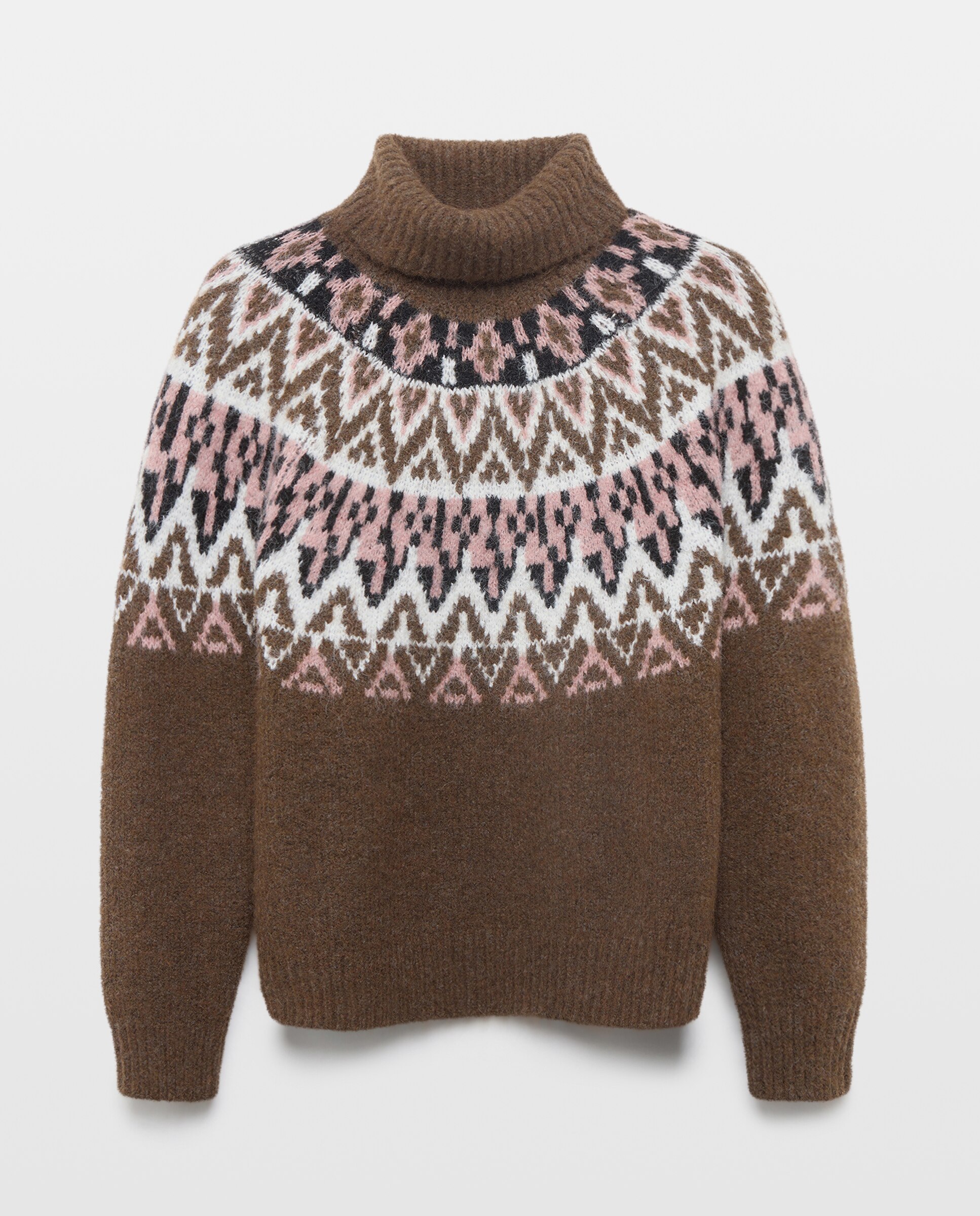 Imagem 0 de Camisola de Malha com Gola Dobrada com Jacquard