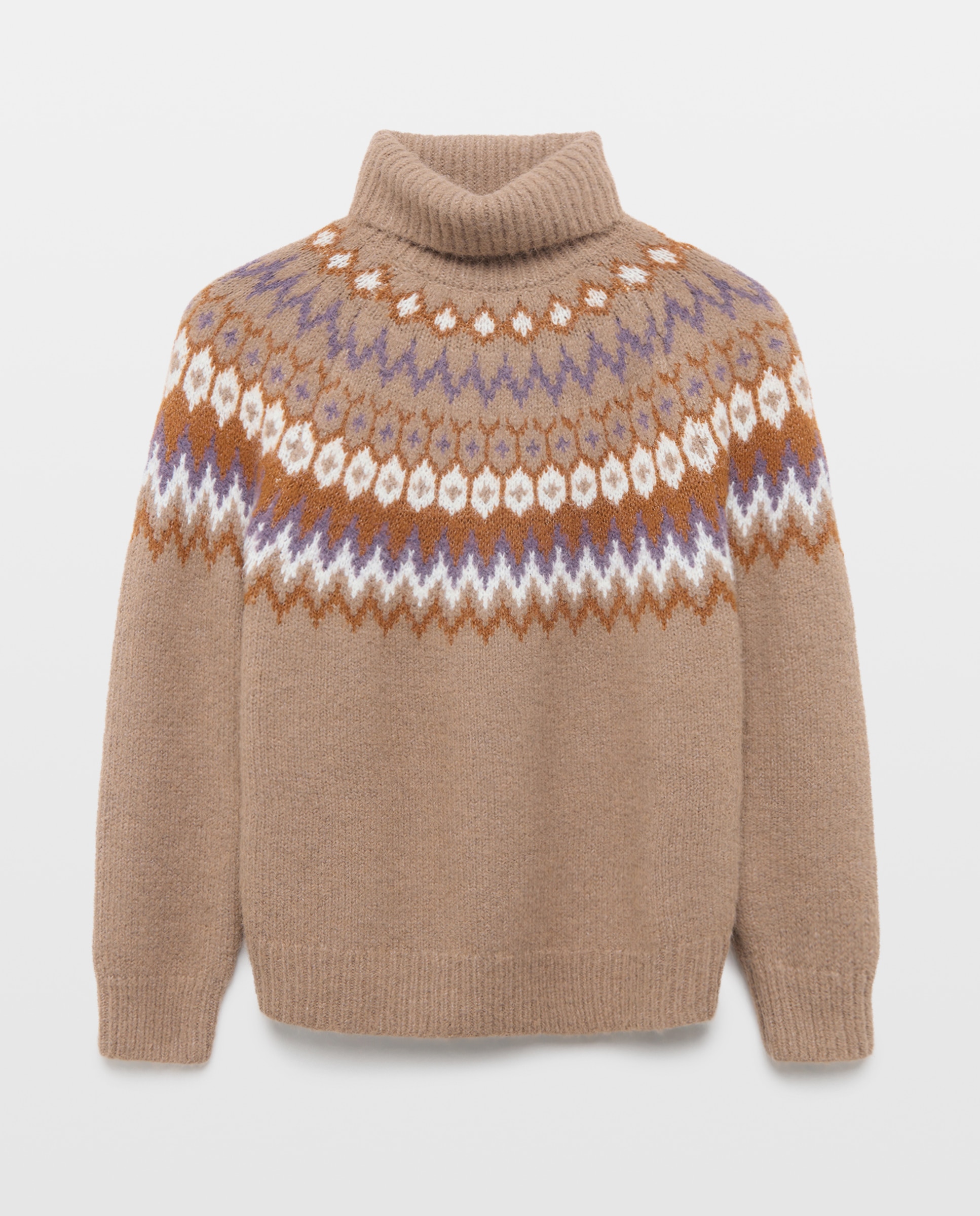 Imagem 0 de Camisola de Malha com Gola Dobrada com Jacquard