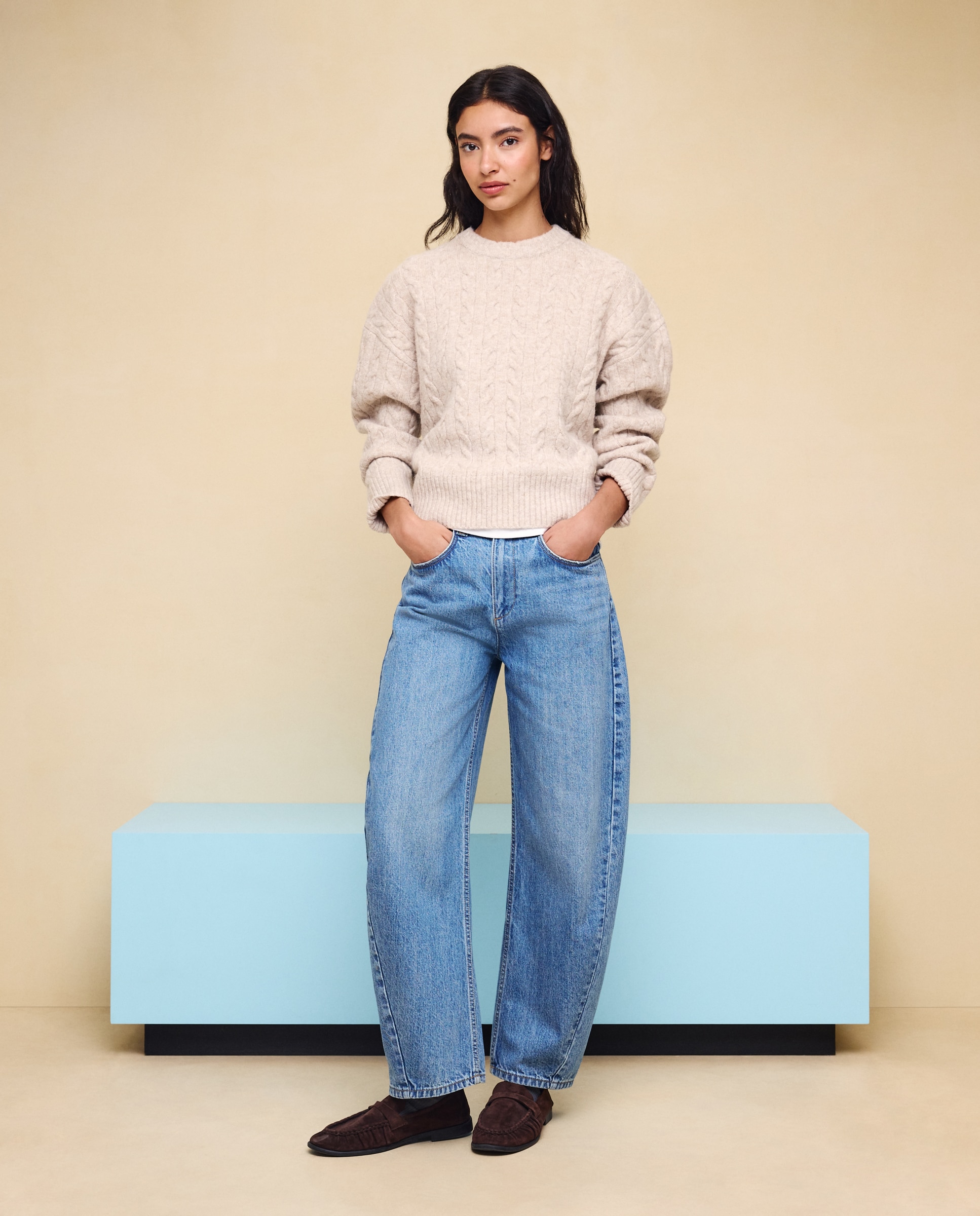 Imagen 1 de Jersey cuello caja soft con estructura de ochos de mujer. - Easy Wear - Beige Beige