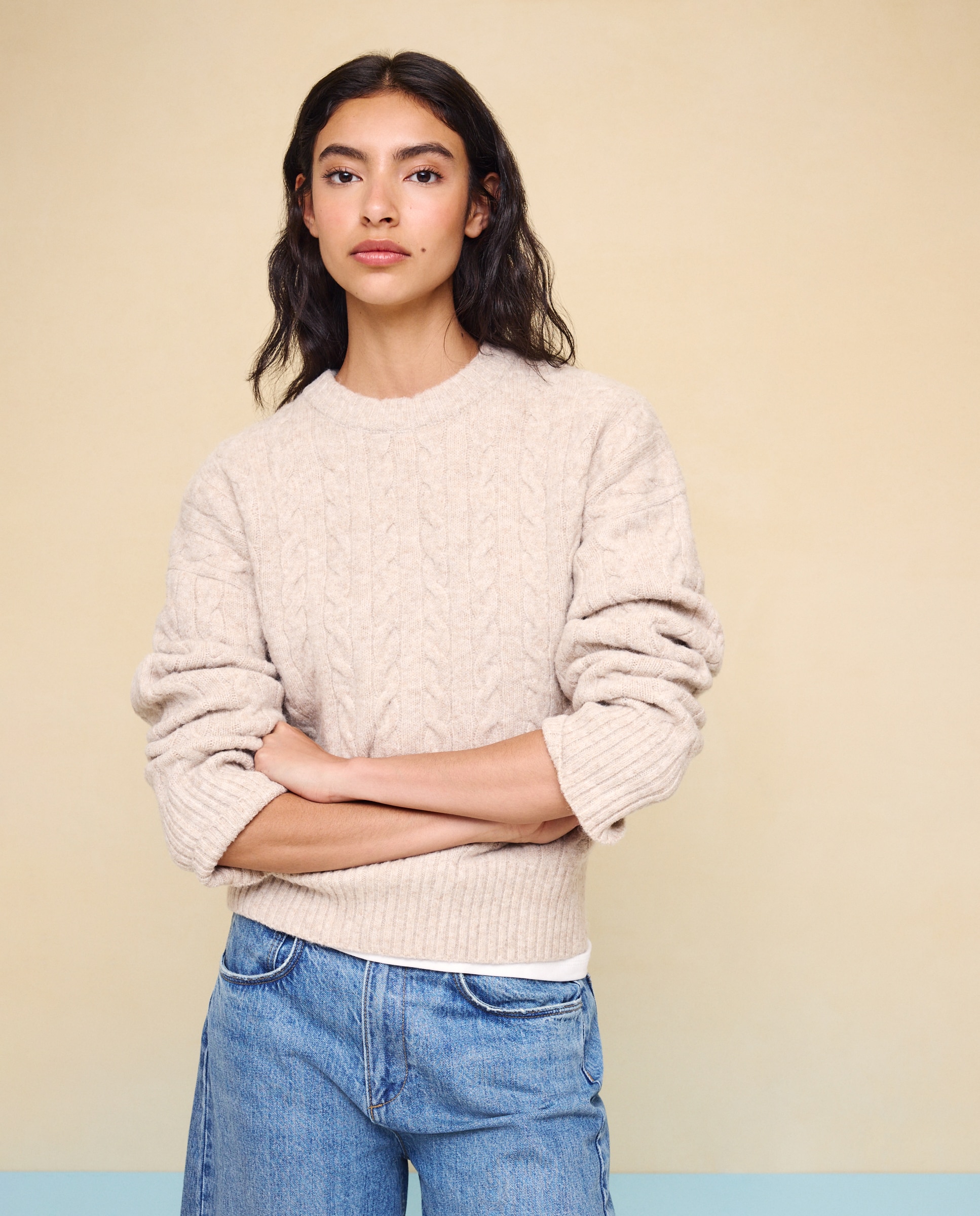 Imagen 2 de Jersey cuello caja soft con estructura de ochos de mujer. - Easy Wear - Beige Beige