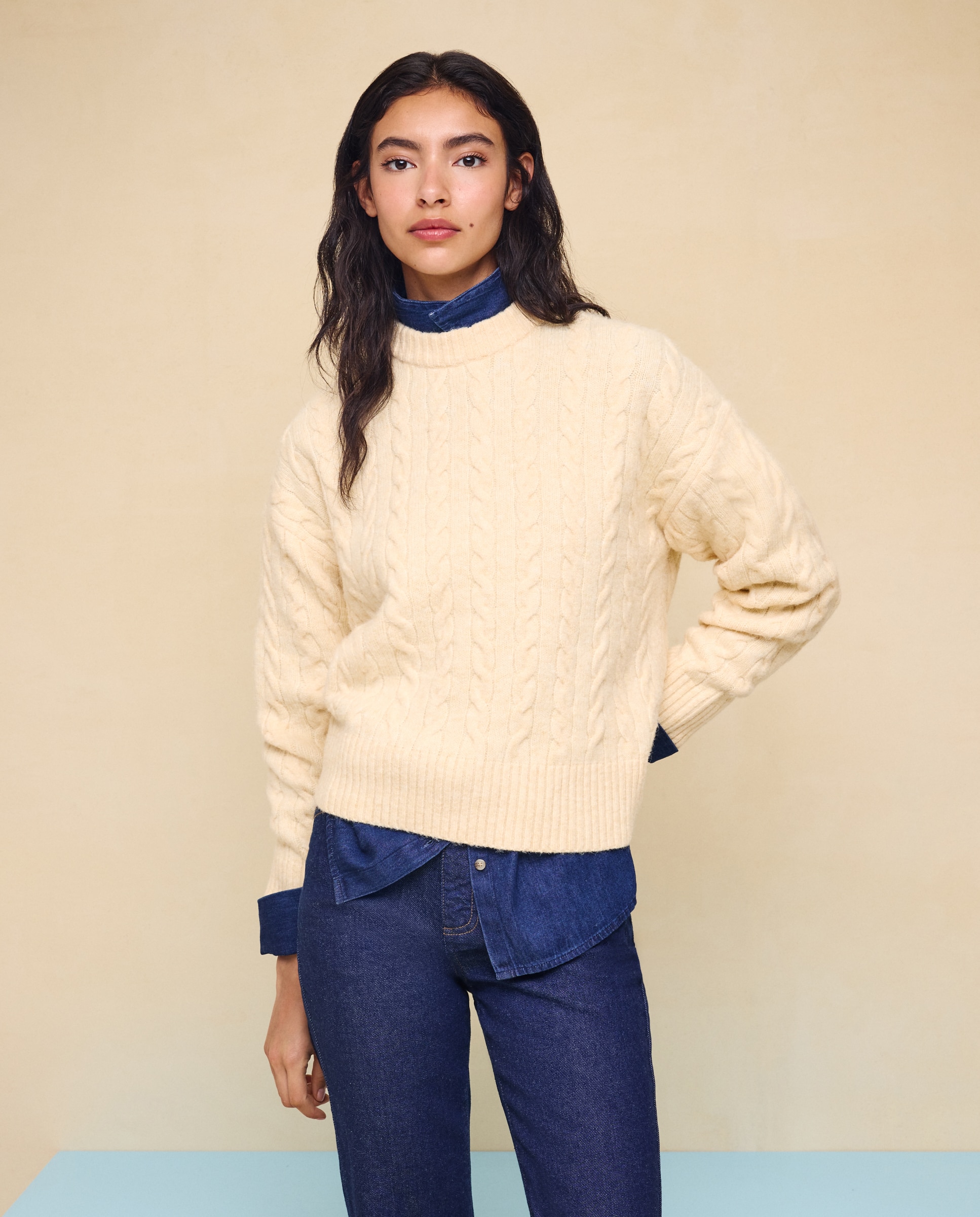 Imagen 2 de Jersey cuello caja soft con estructura de ochos de mujer. - Easy Wear - 150 Vainilla 150 Vainilla