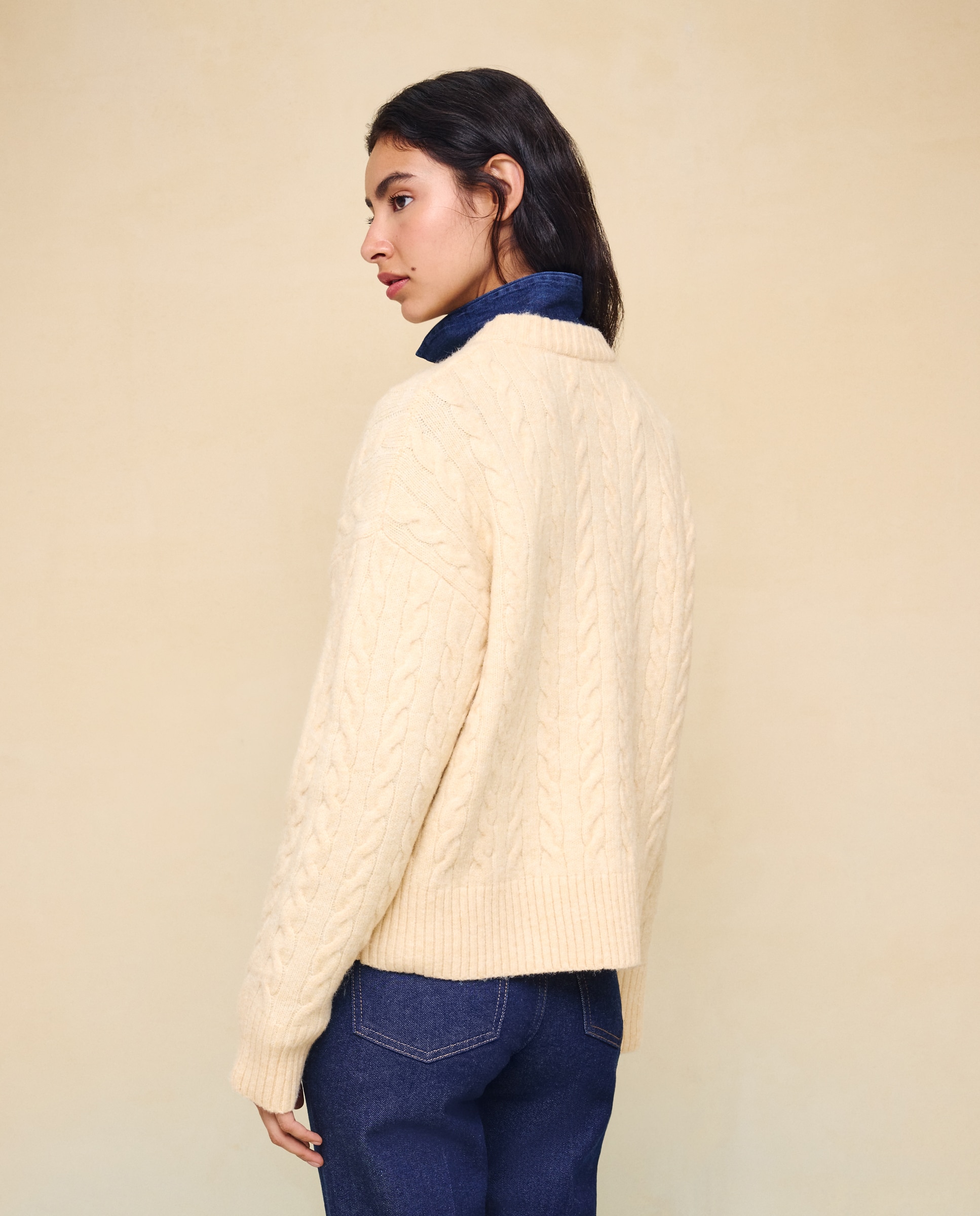 Imagen 3 de Jersey cuello caja soft con estructura de ochos de mujer. - Easy Wear - 150 Vainilla 150 Vainilla