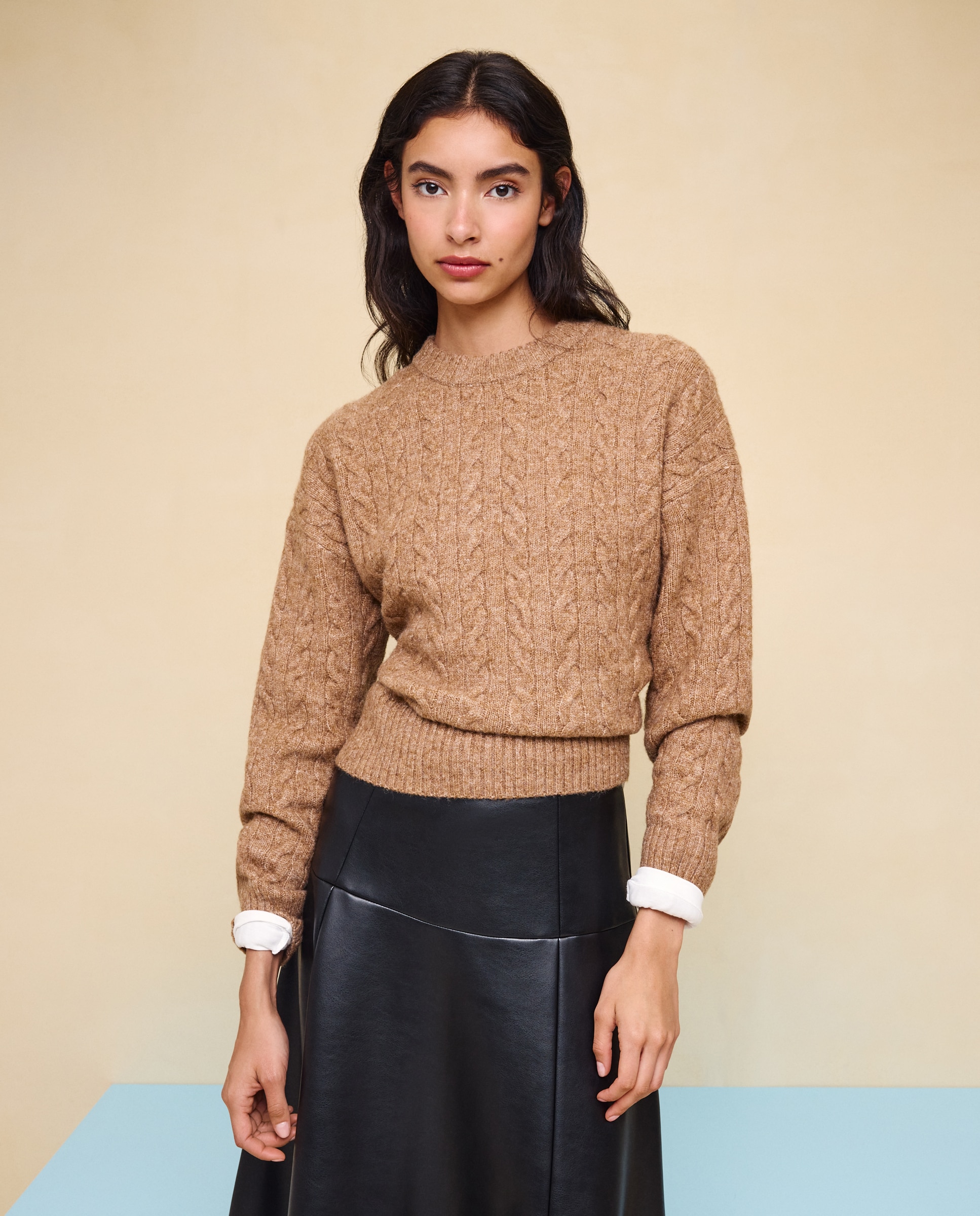 Imagen 1 de Jersey cuello caja soft con estructura de ochos de mujer. - Easy Wear - Toffee Toffee