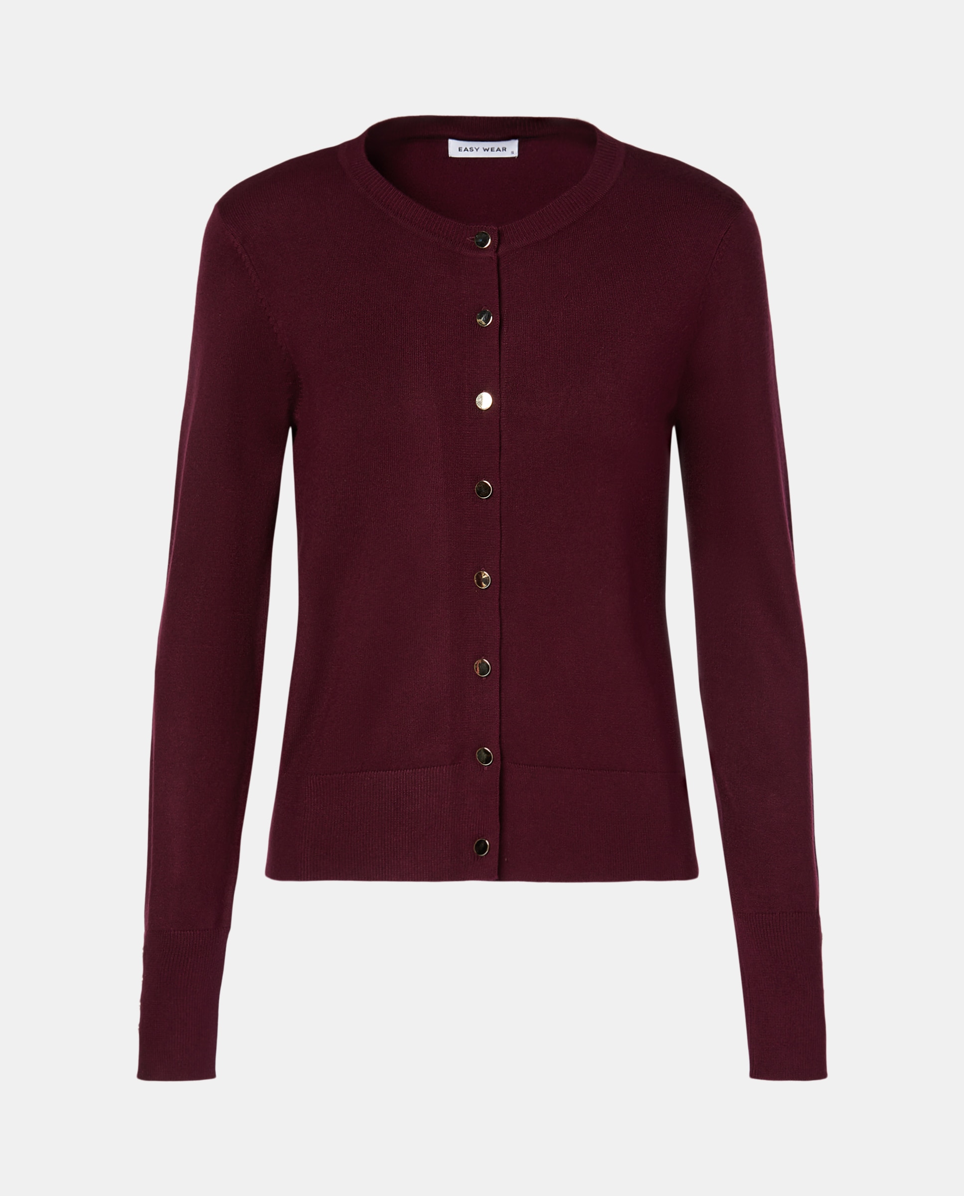 Casaco de Malha de Decote Redondo Bordeaux-5