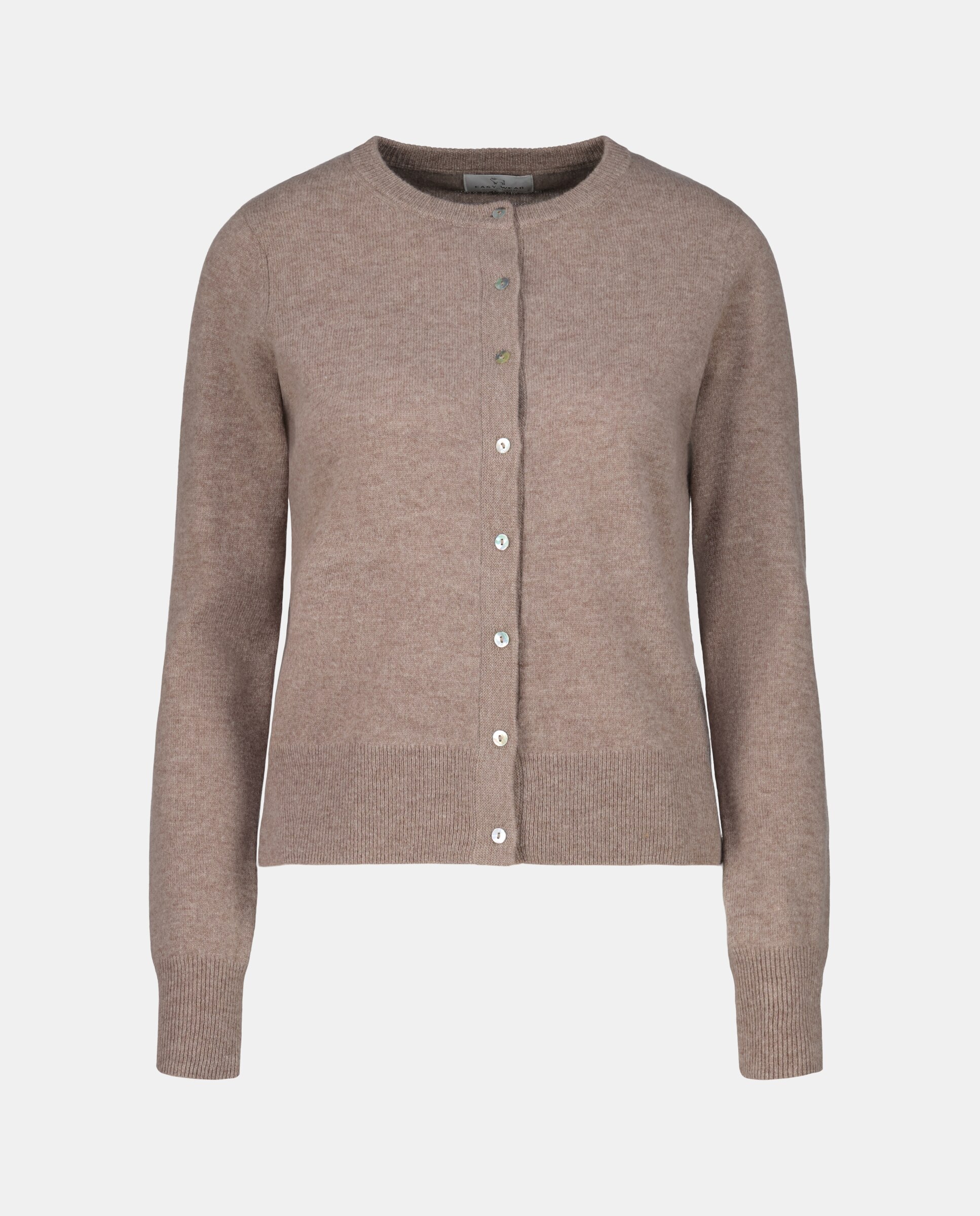 Casaco de Caxemira Liso Castanho-5