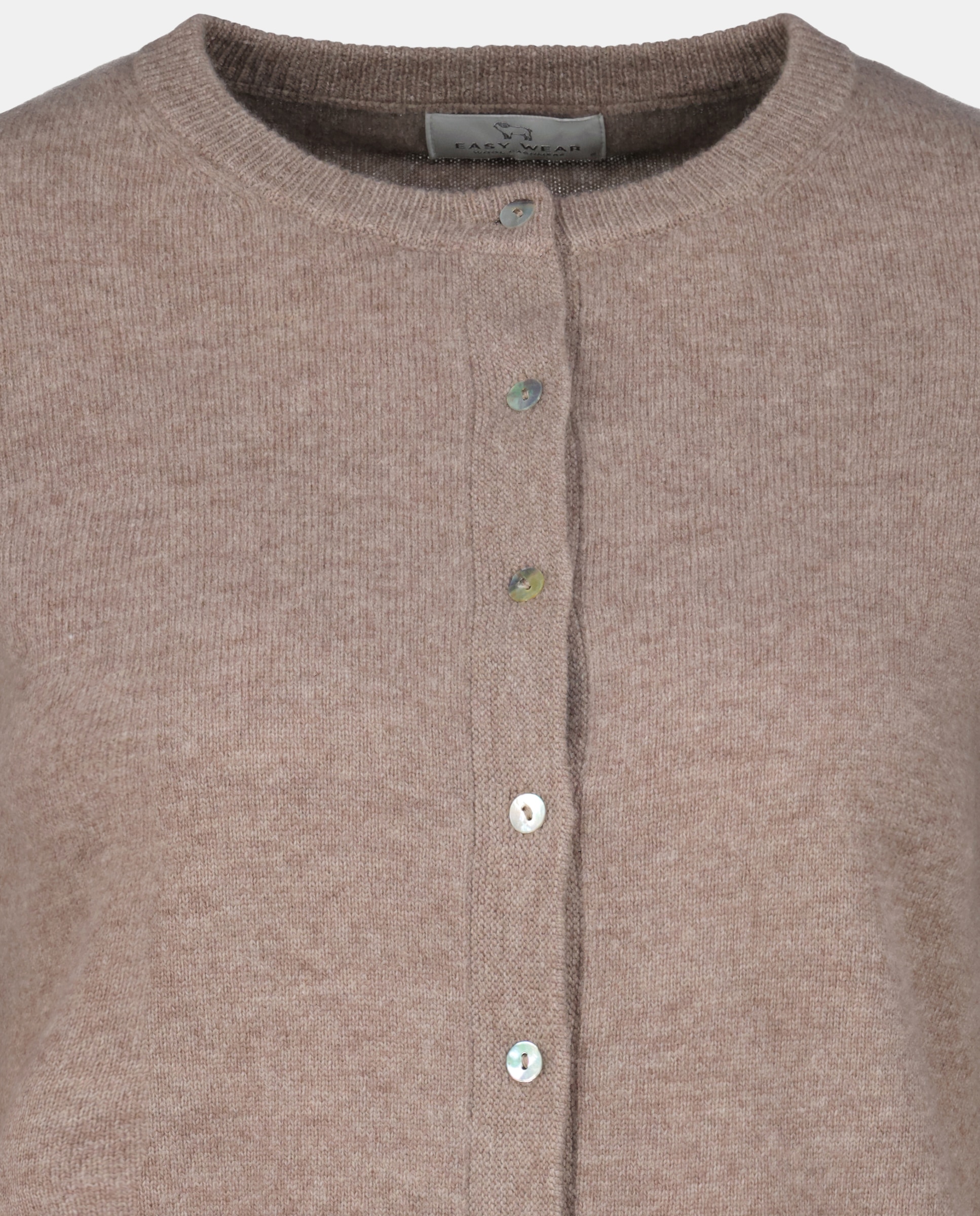 Casaco de Caxemira Liso Castanho-6