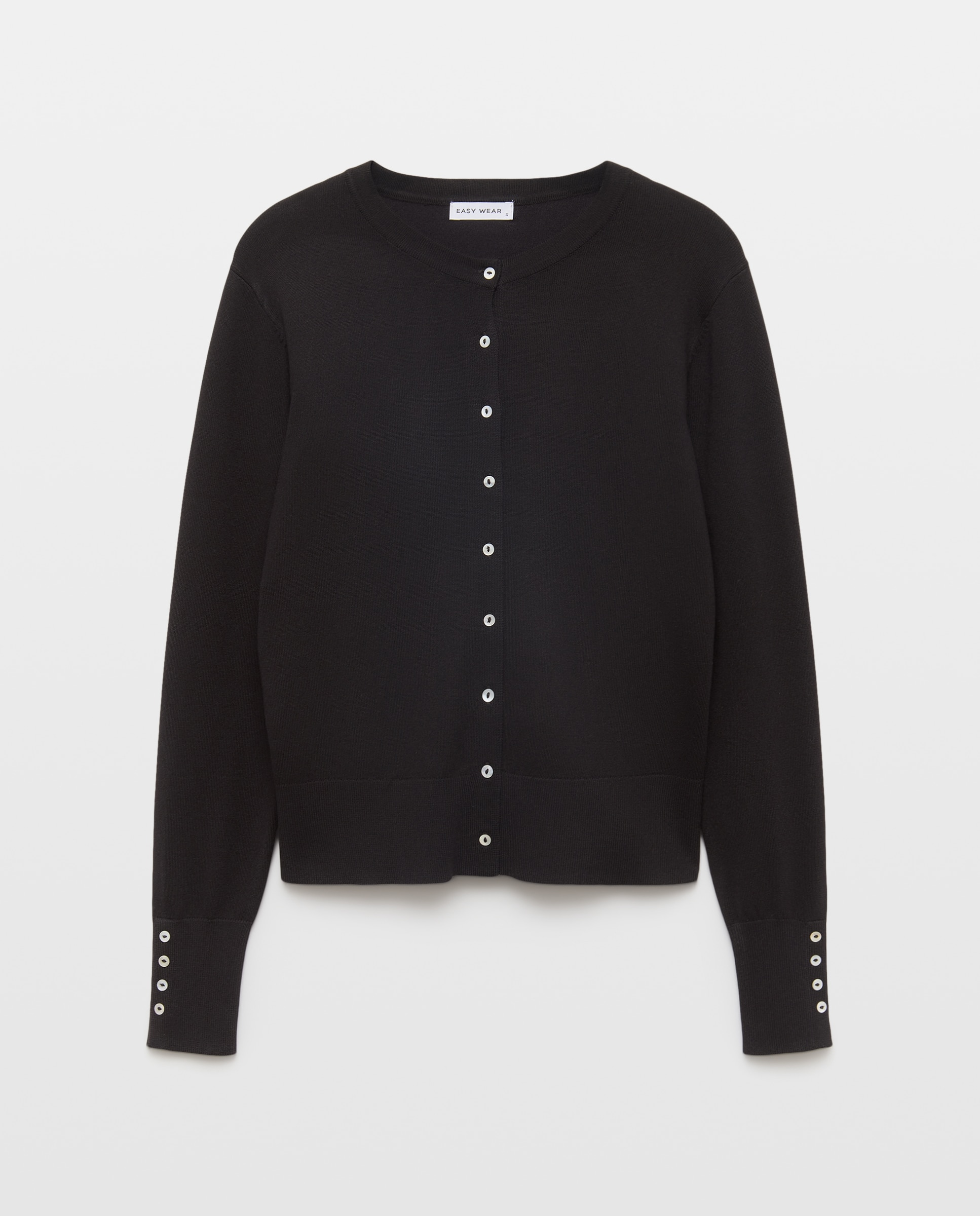 Chaqueta de punto de mujer cuello redondo - Easy Wear - Negro Negro-4