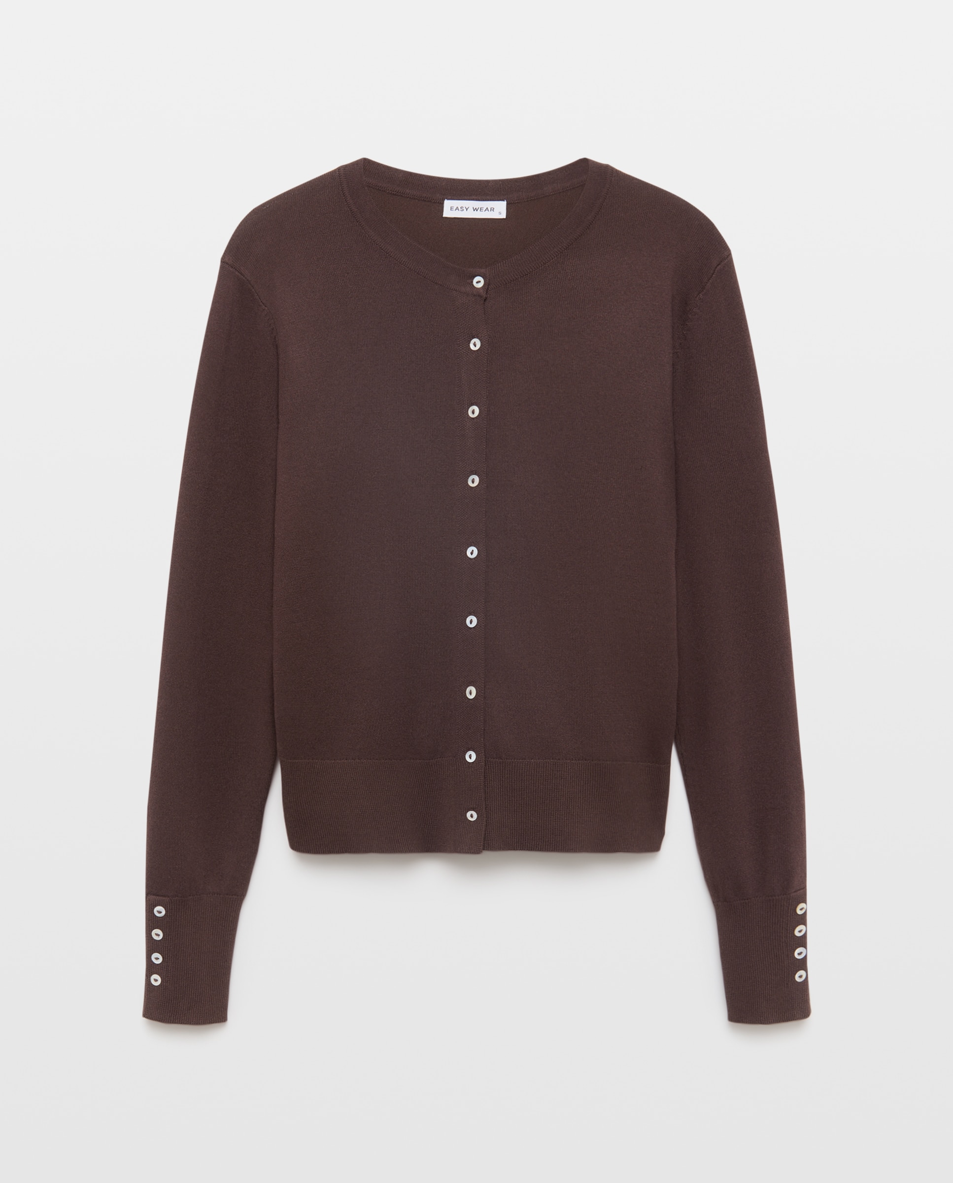 Chaqueta de punto de mujer cuello redondo - Easy Wear - Marrón Marrón-4