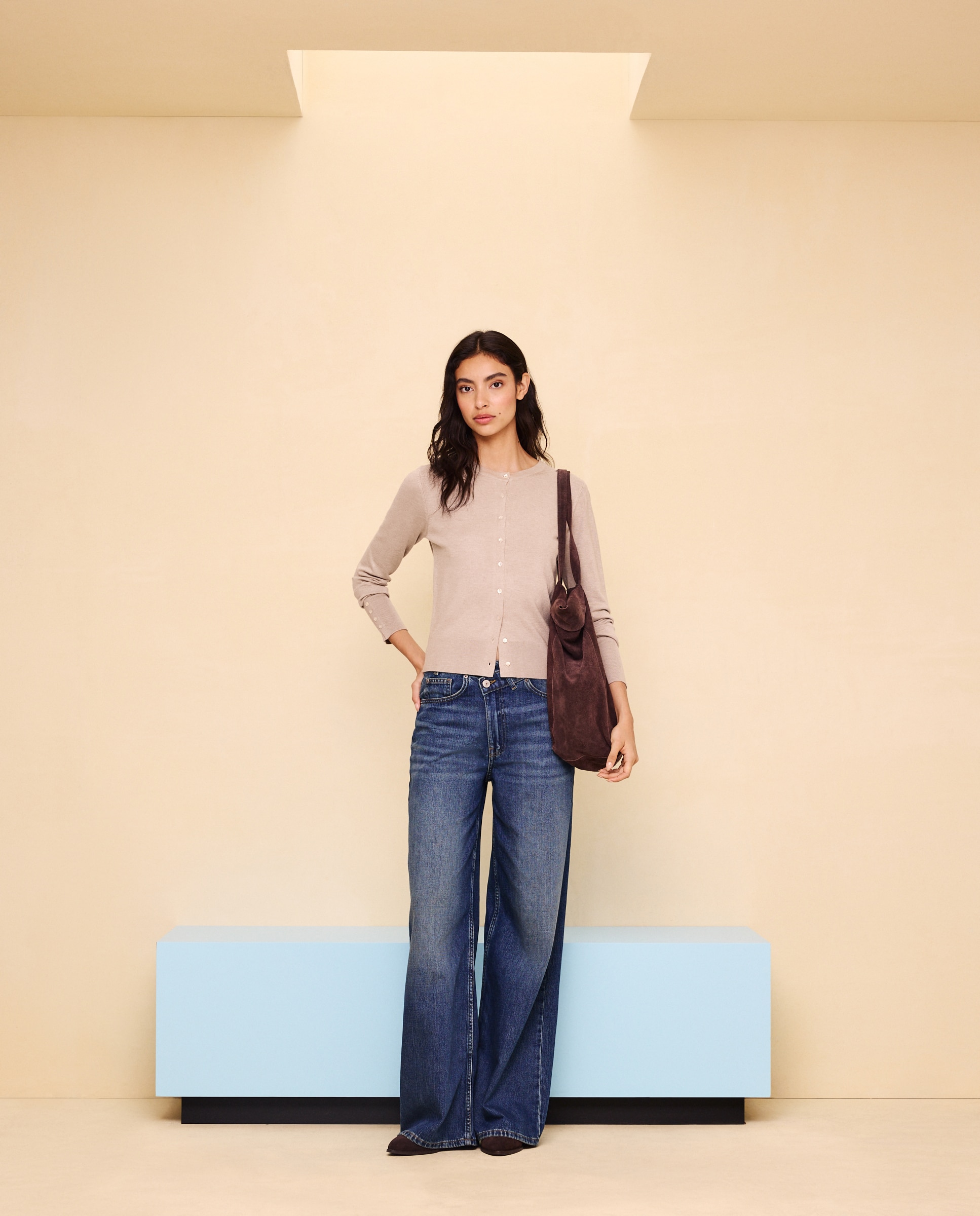 Chaqueta de punto de mujer cuello redondo - Easy Wear - 850 Piedra 850 Piedra-2