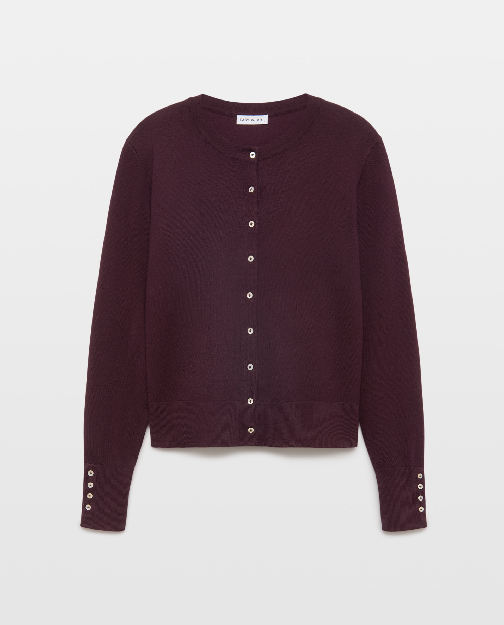 Chaqueta de punto de mujer cuello redondo - Easy Wear - Ciruela Ciruela-4
