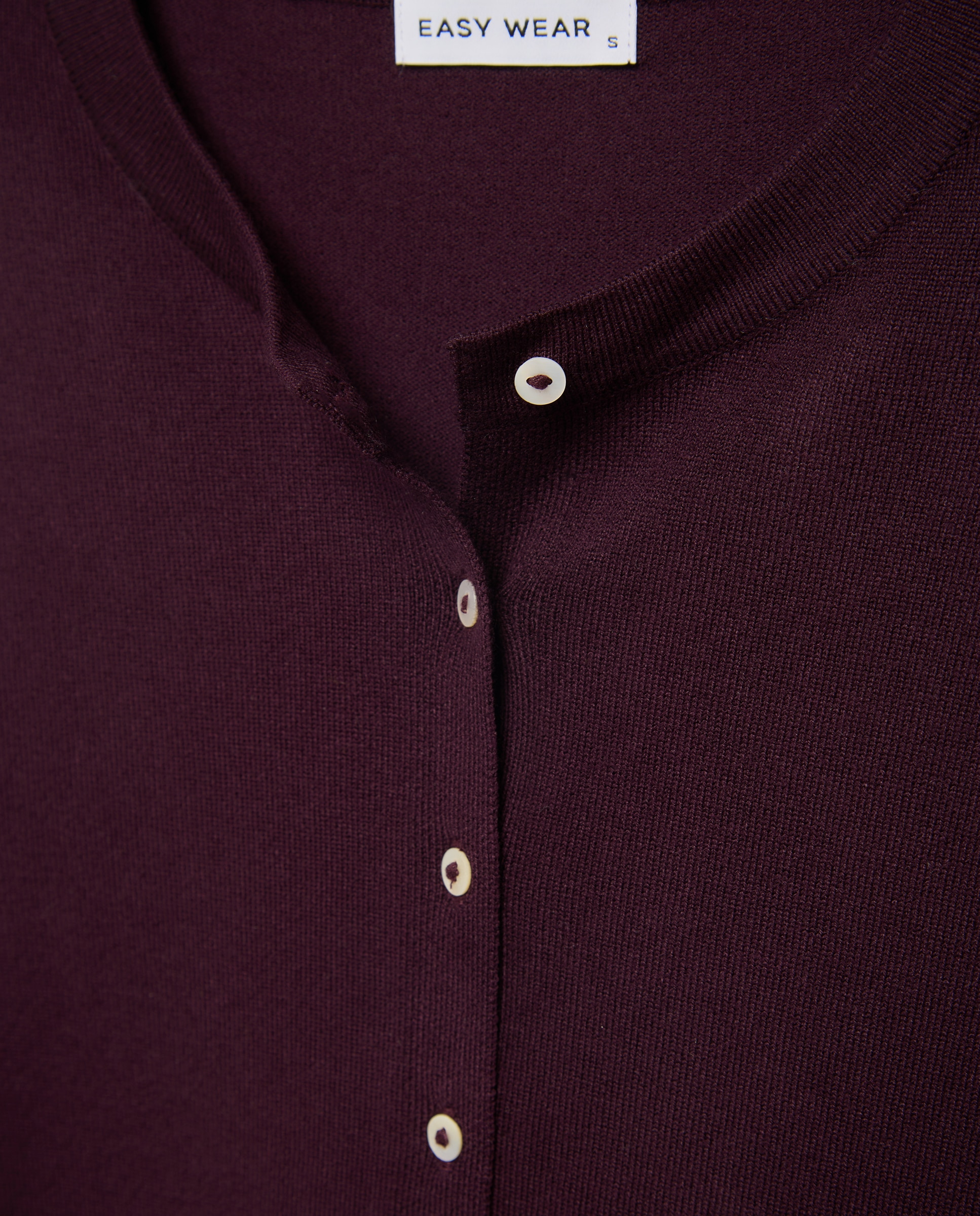 Chaqueta de punto de mujer cuello redondo - Easy Wear - Ciruela Ciruela-5