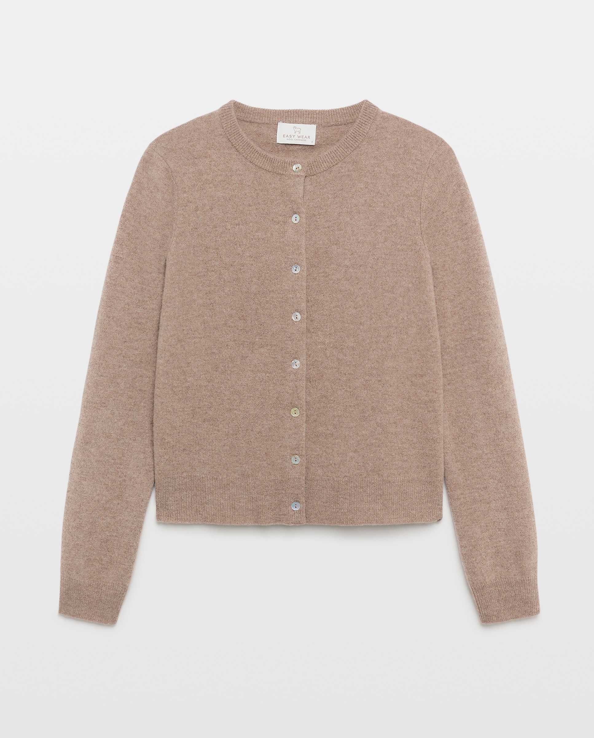 Chaqueta cuello redondo en lana con cashmere de mujer. - Easy Wear - Visón claro Visón claro-4