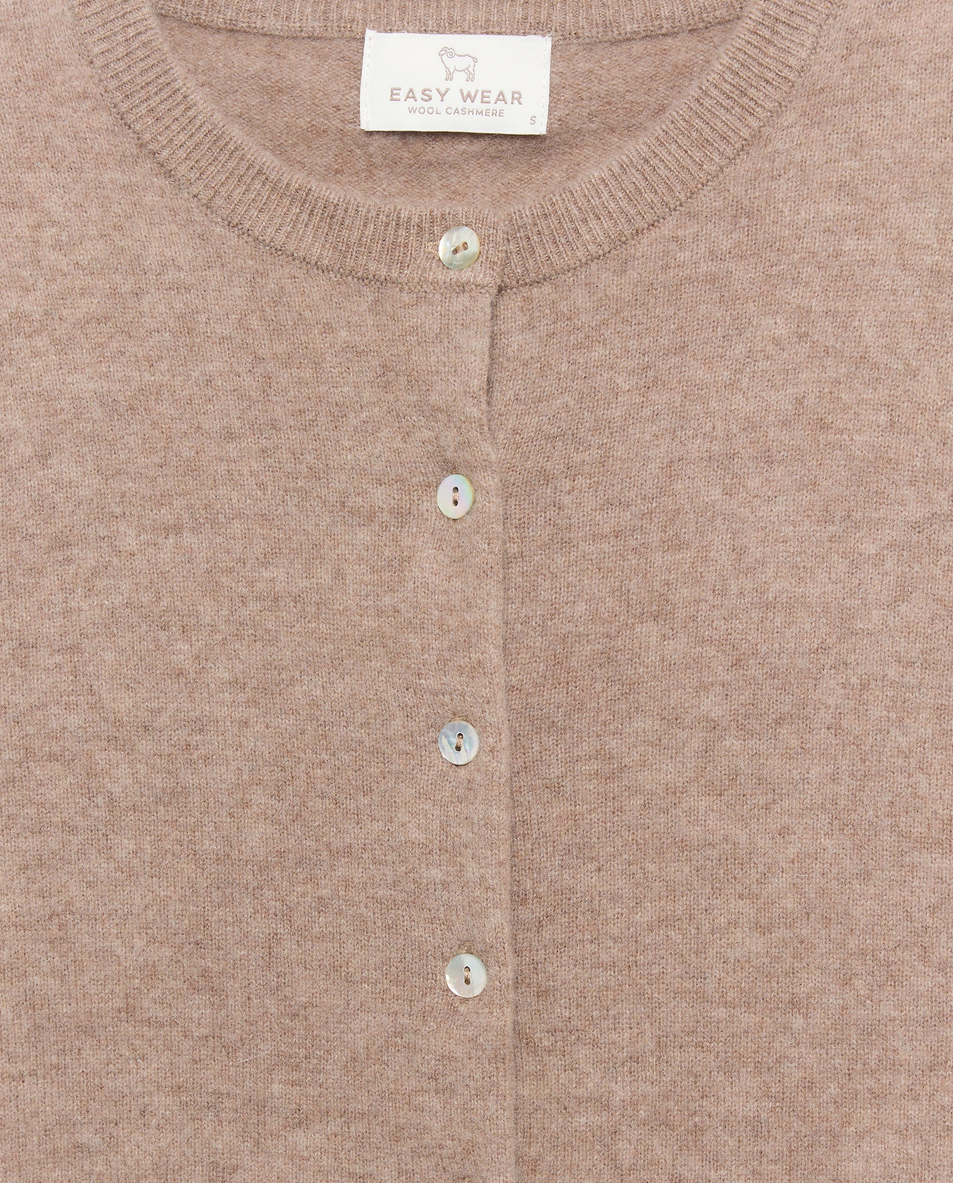 Chaqueta cuello redondo en lana con cashmere de mujer. - Easy Wear - Visón claro Visón claro-5