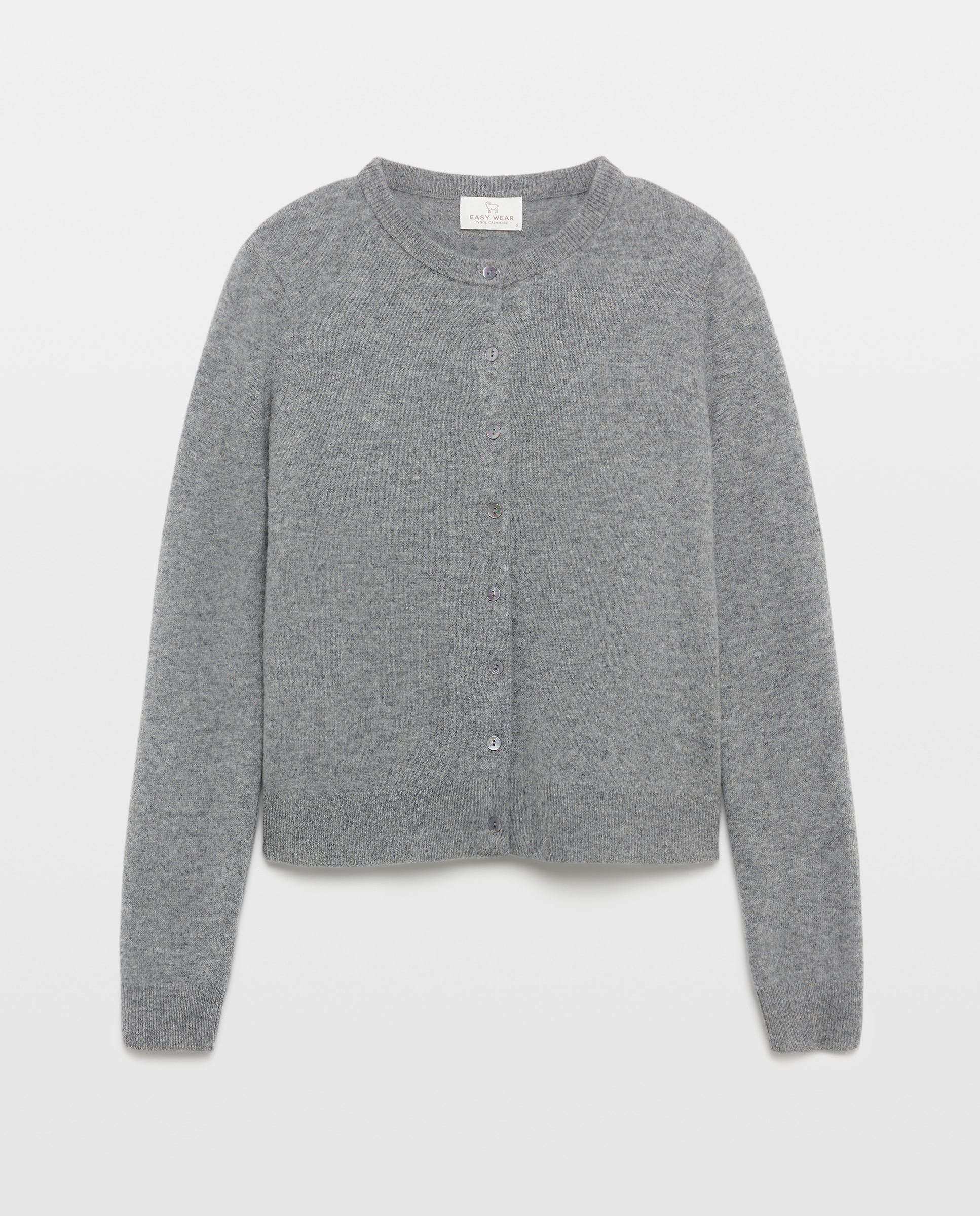 Chaqueta cuello redondo en lana con cashmere de mujer. - Easy Wear - 820 Gris medio 820 Gris medio-3