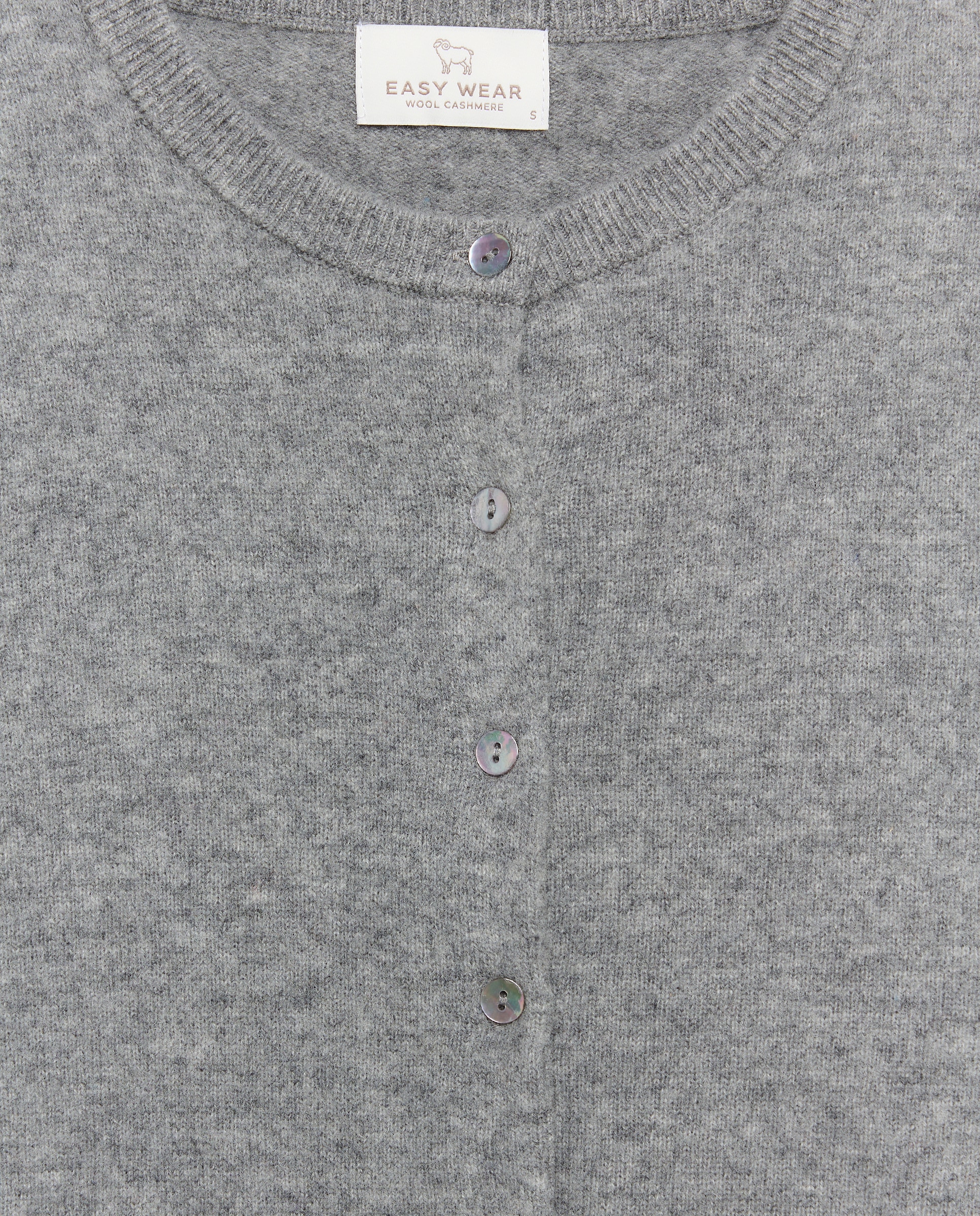 Chaqueta cuello redondo en lana con cashmere de mujer. - Easy Wear - 820 Gris medio 820 Gris medio-4