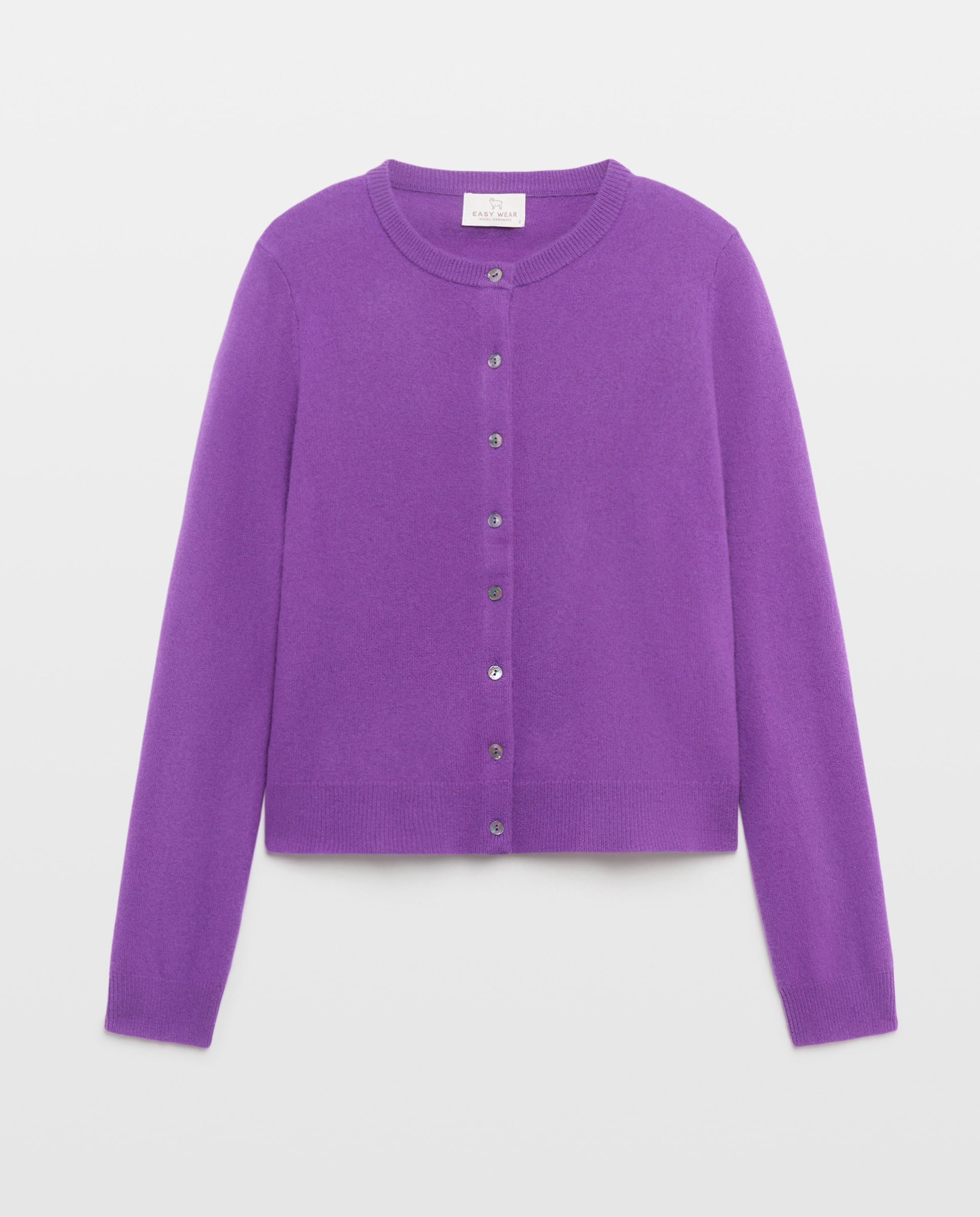 Chaqueta cuello redondo en lana con cashmere de mujer. - Easy Wear - Purpura Purpura-1