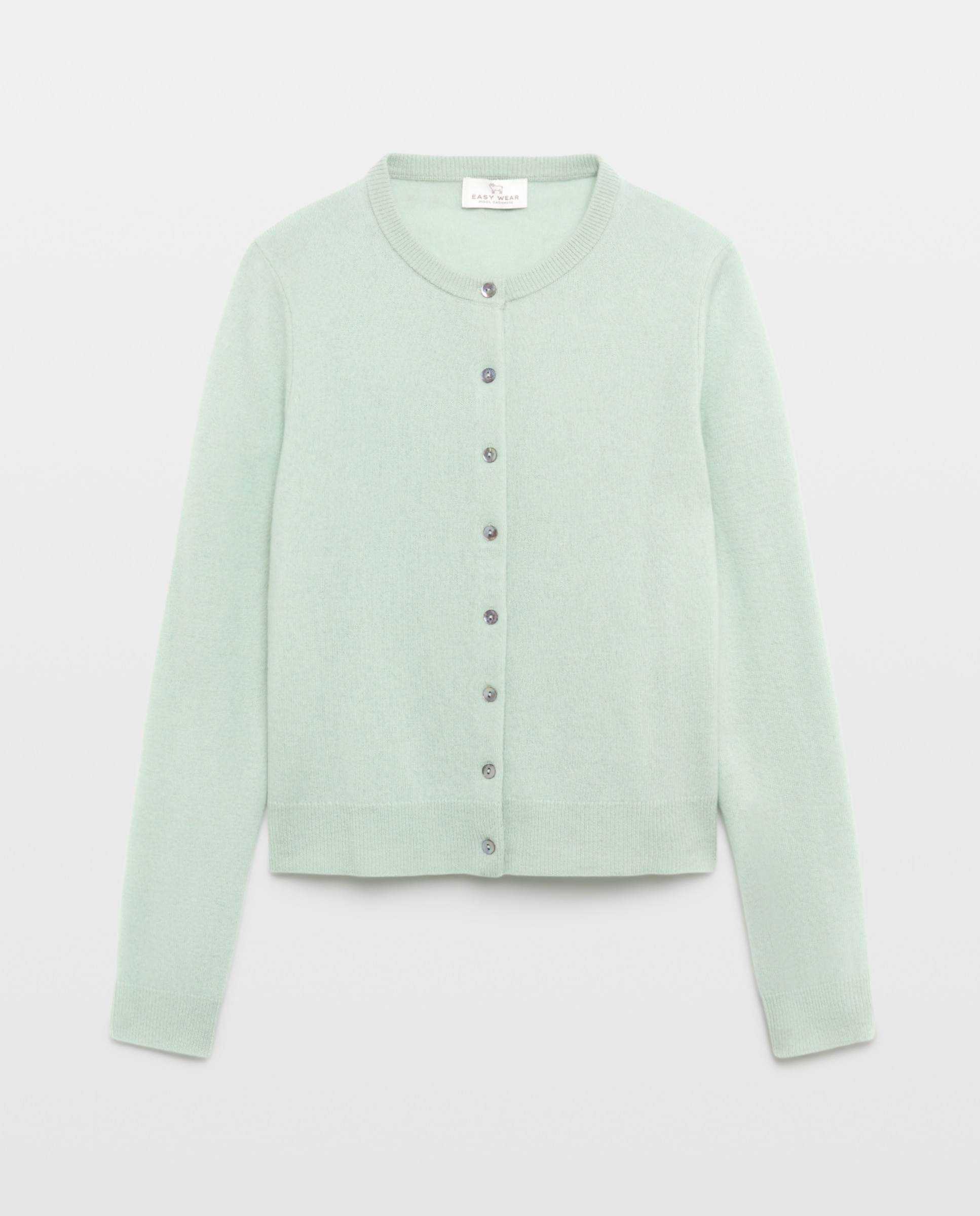Chaqueta cuello redondo en lana con cashmere de mujer. - Easy Wear - 582 Verde agua 582 Verde agua-2