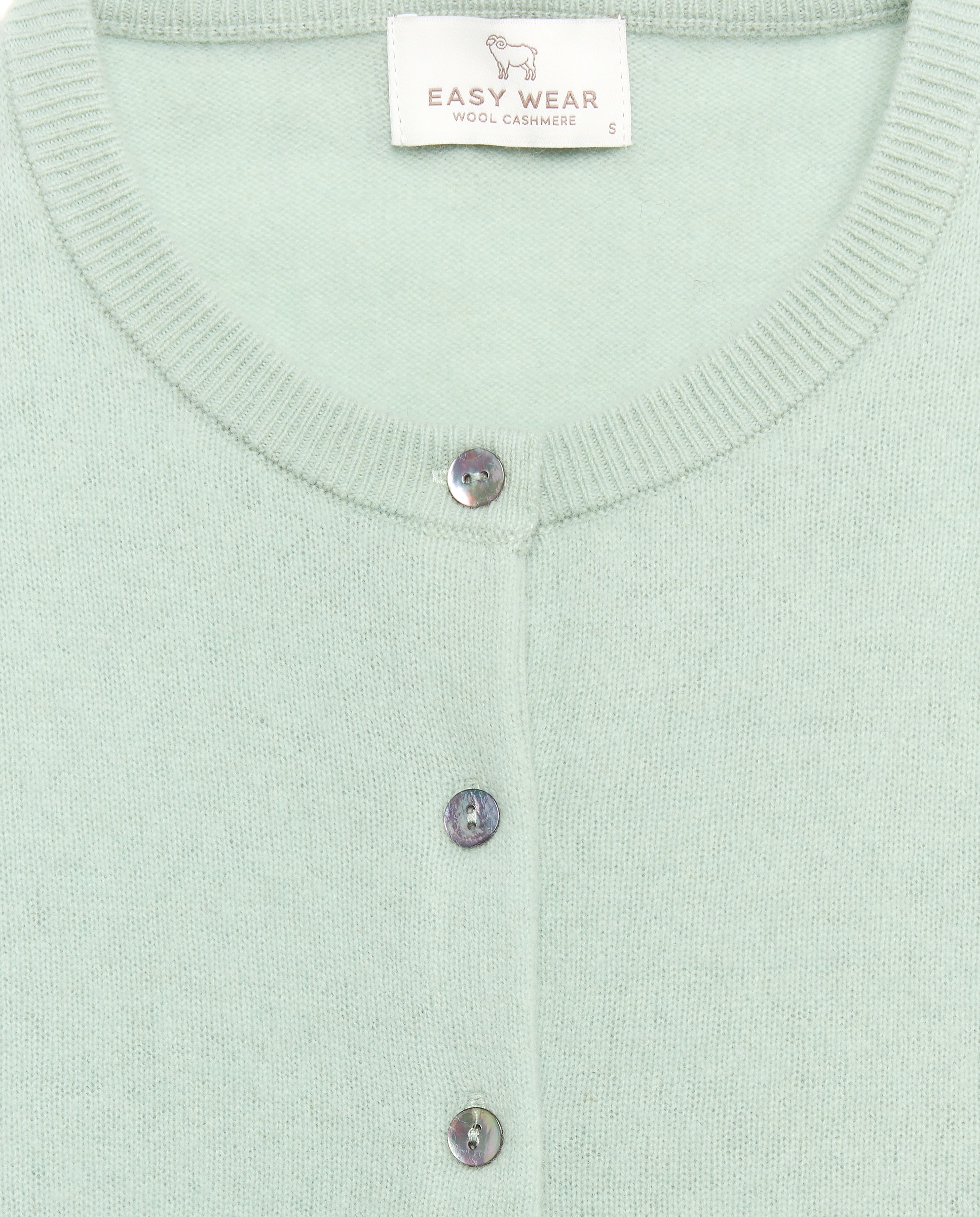 Chaqueta cuello redondo en lana con cashmere de mujer. - Easy Wear - 582 Verde agua 582 Verde agua-3