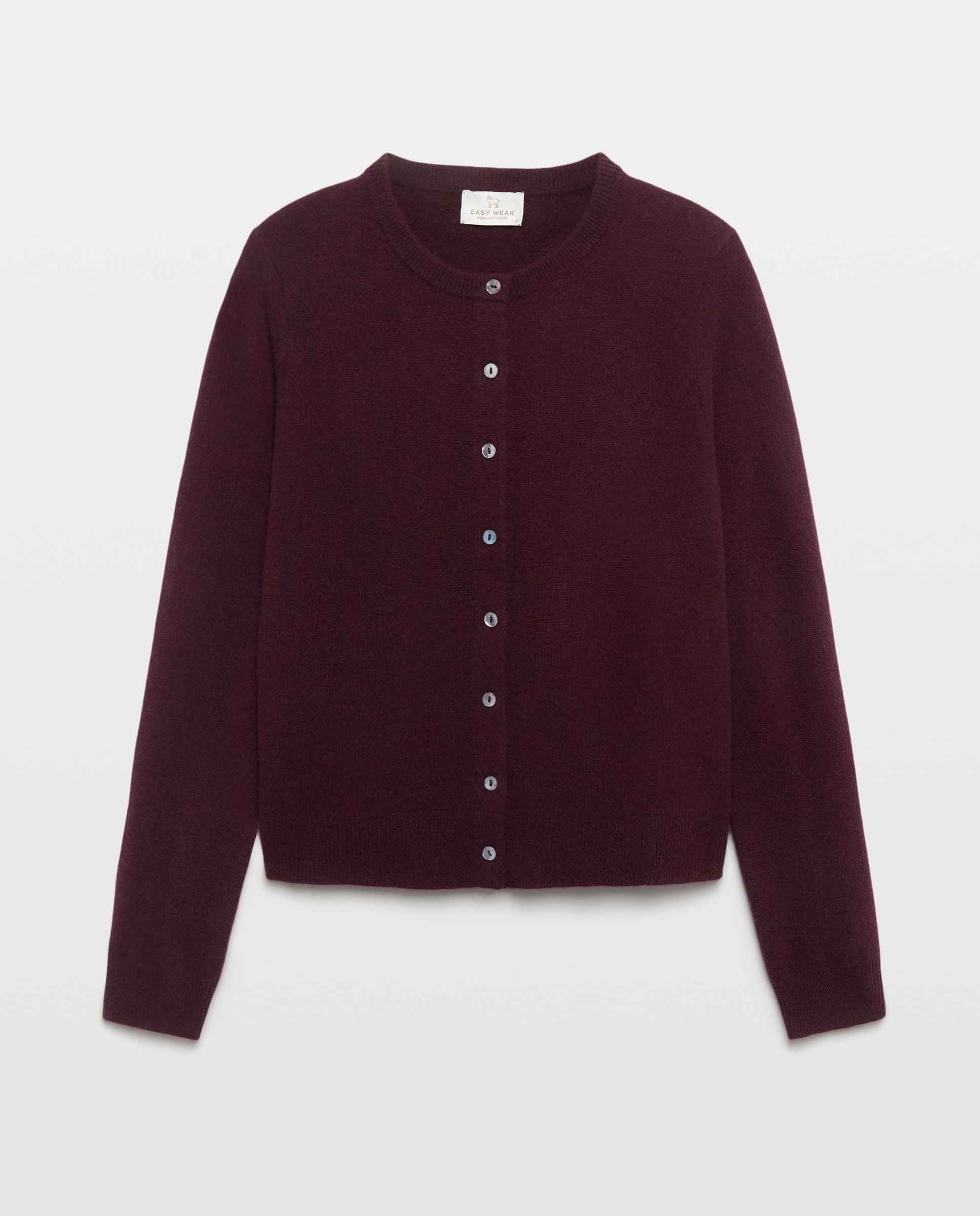 Chaqueta cuello redondo en lana con cashmere de mujer. - Easy Wear - Burdeos Burdeos-4