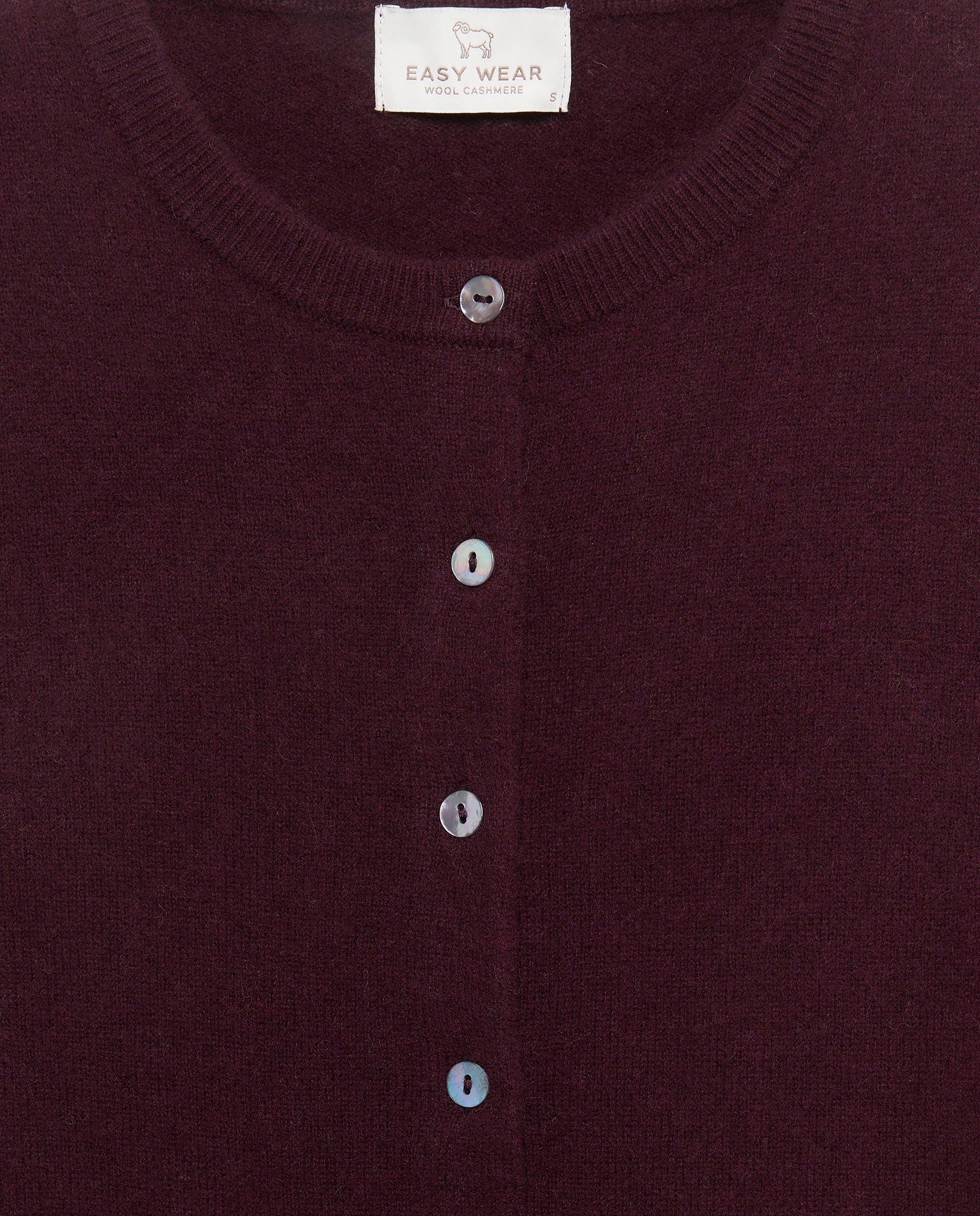 Chaqueta cuello redondo en lana con cashmere de mujer. - Easy Wear - Burdeos Burdeos-5