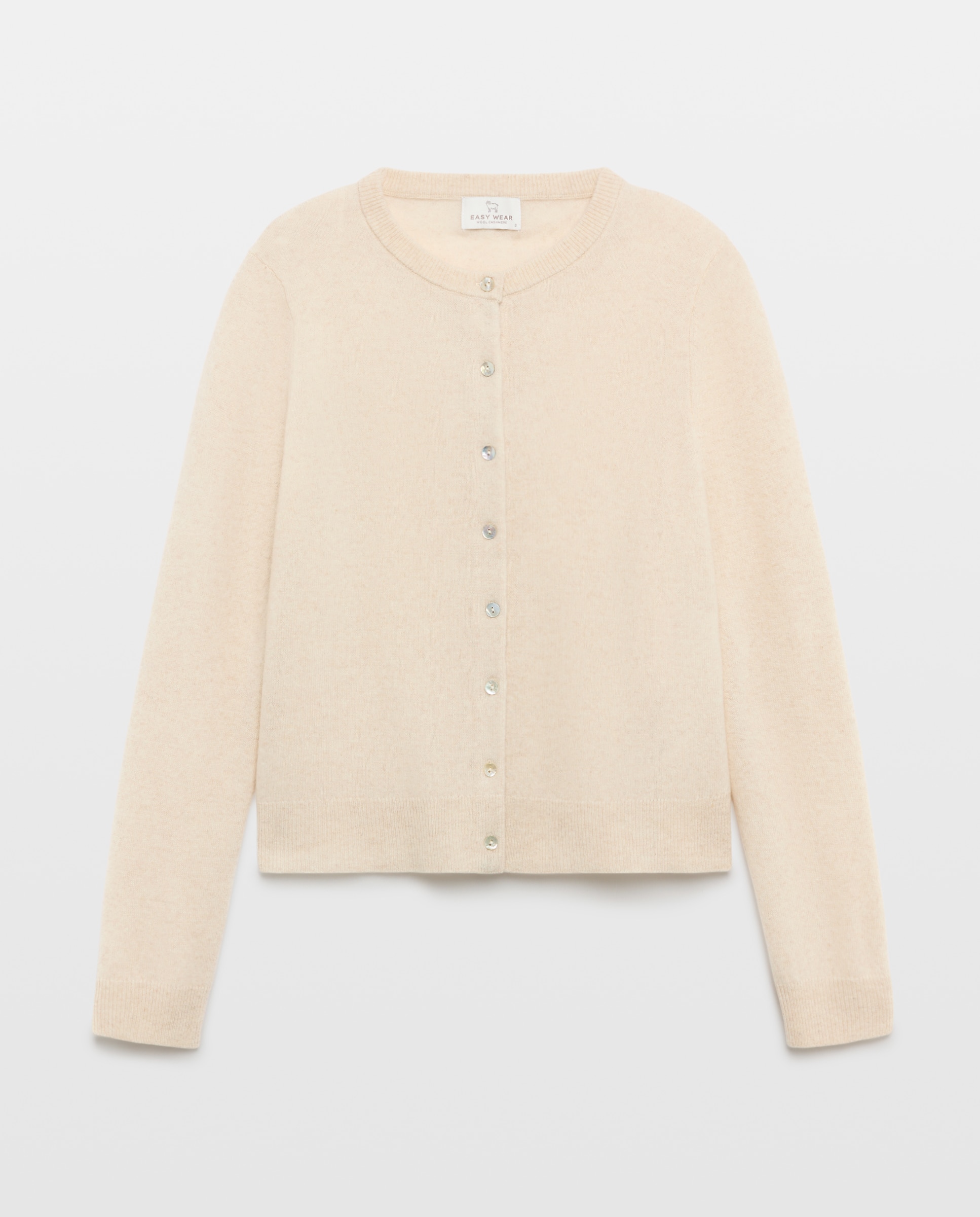 Chaqueta cuello redondo en lana con cashmere de mujer. - Easy Wear - 120 Crudo 120 Crudo-4