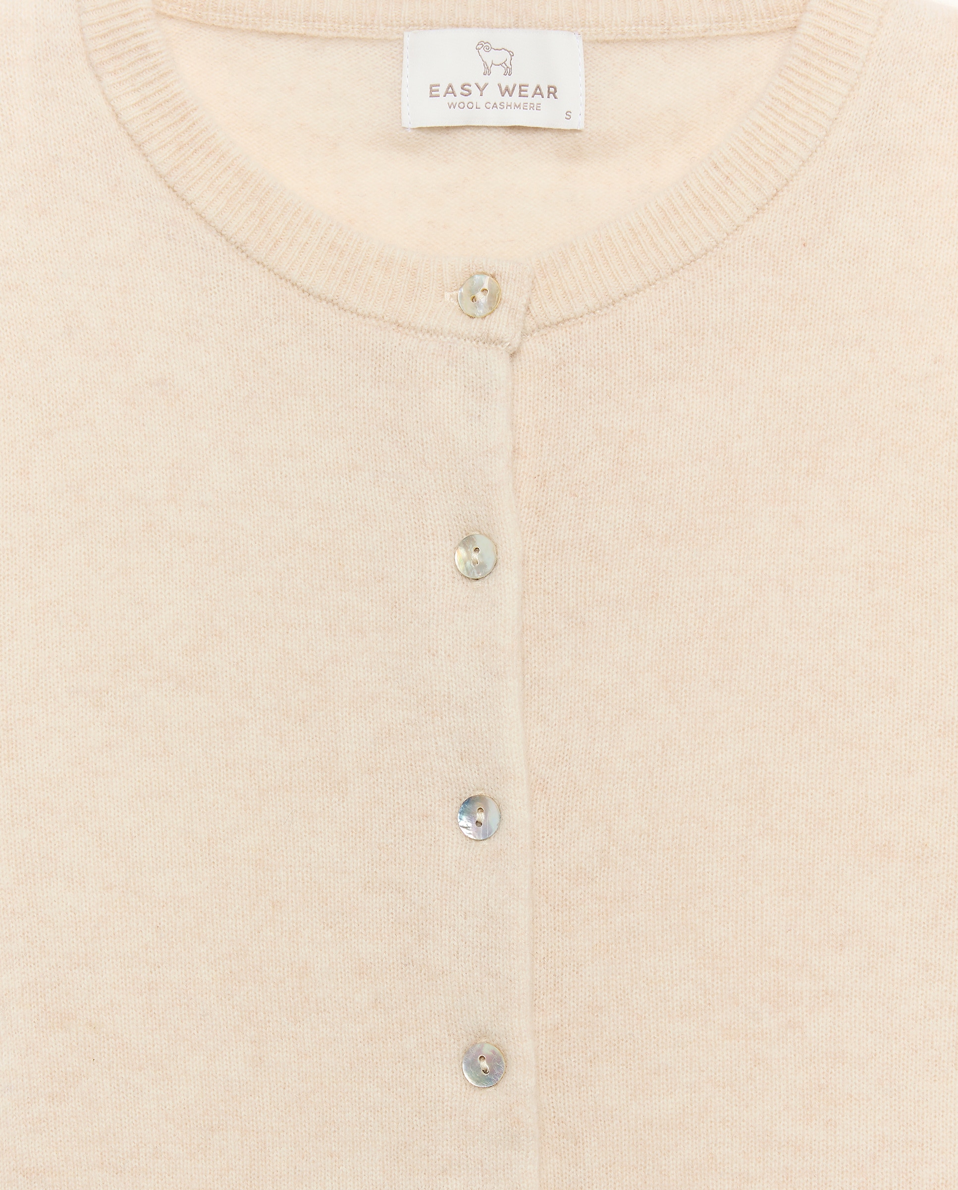 Chaqueta cuello redondo en lana con cashmere de mujer. - Easy Wear - 120 Crudo 120 Crudo-5