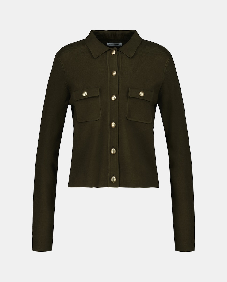 Casaco de Malha Liso 520 Caqui-5