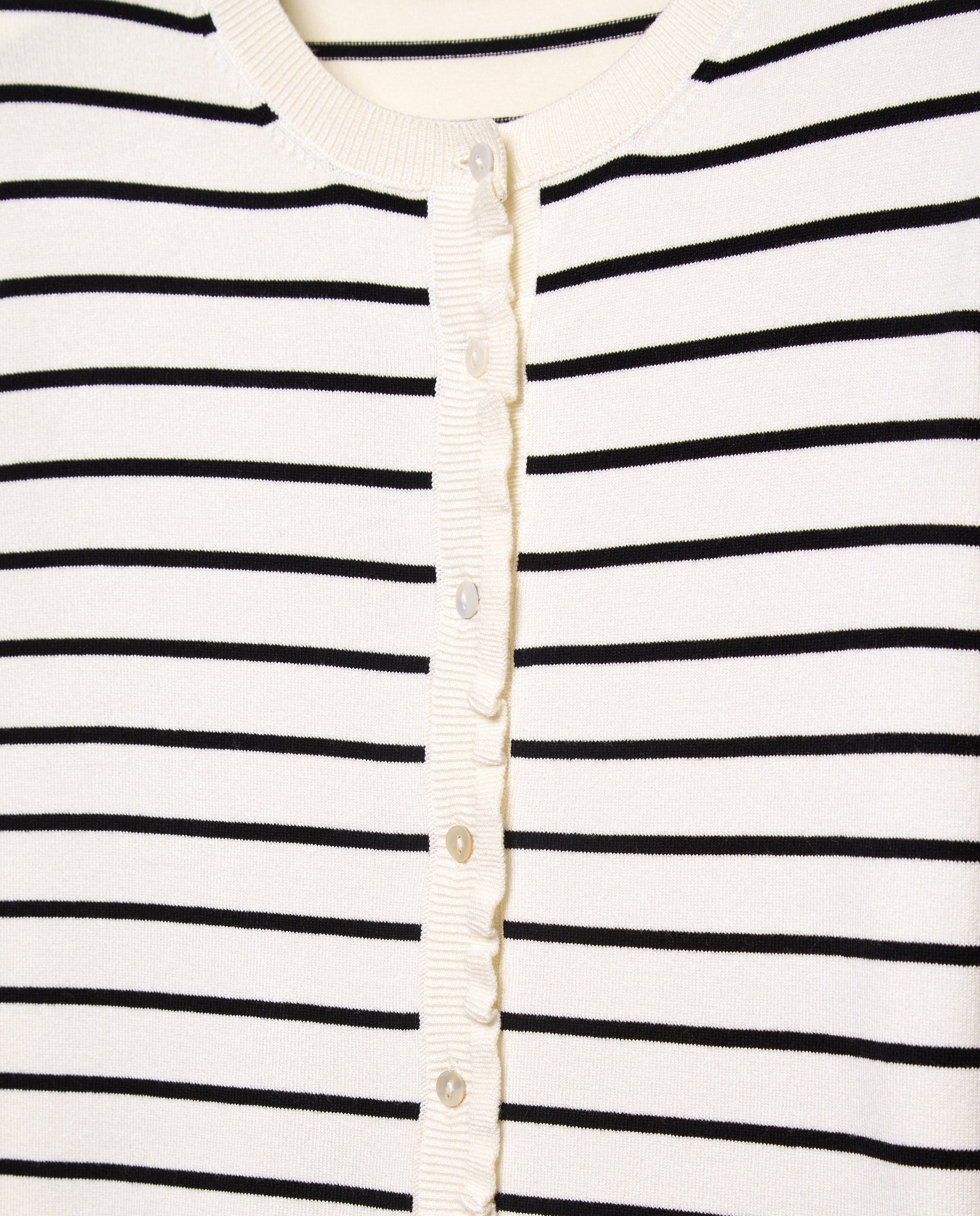 Chaqueta de punto de mujer con tapeta volantes - Easy Wear - Blanco Blanco-5